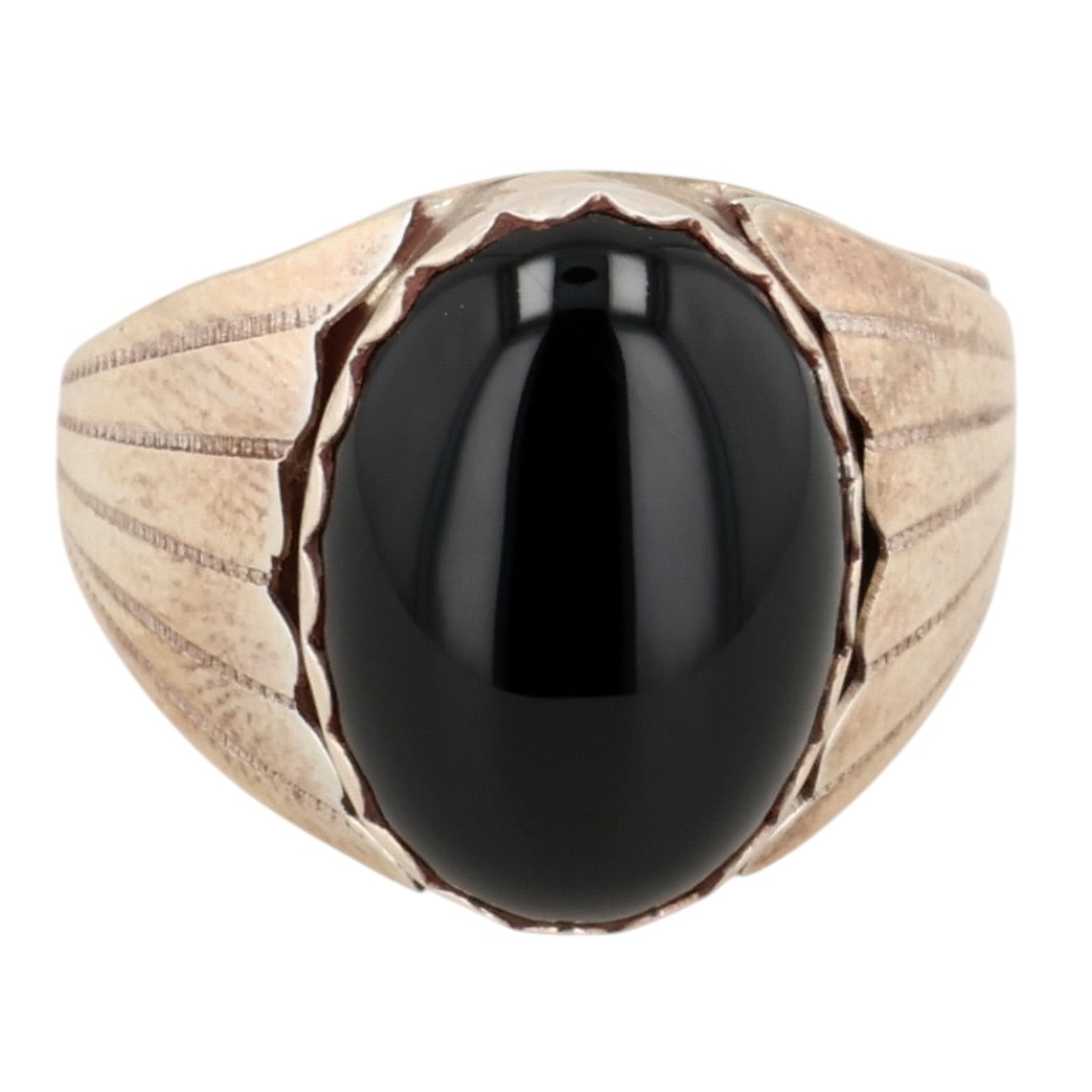 Gilbert Smith Navajo Sterling Onyx Ring Sz 10.25 (1 of 6)