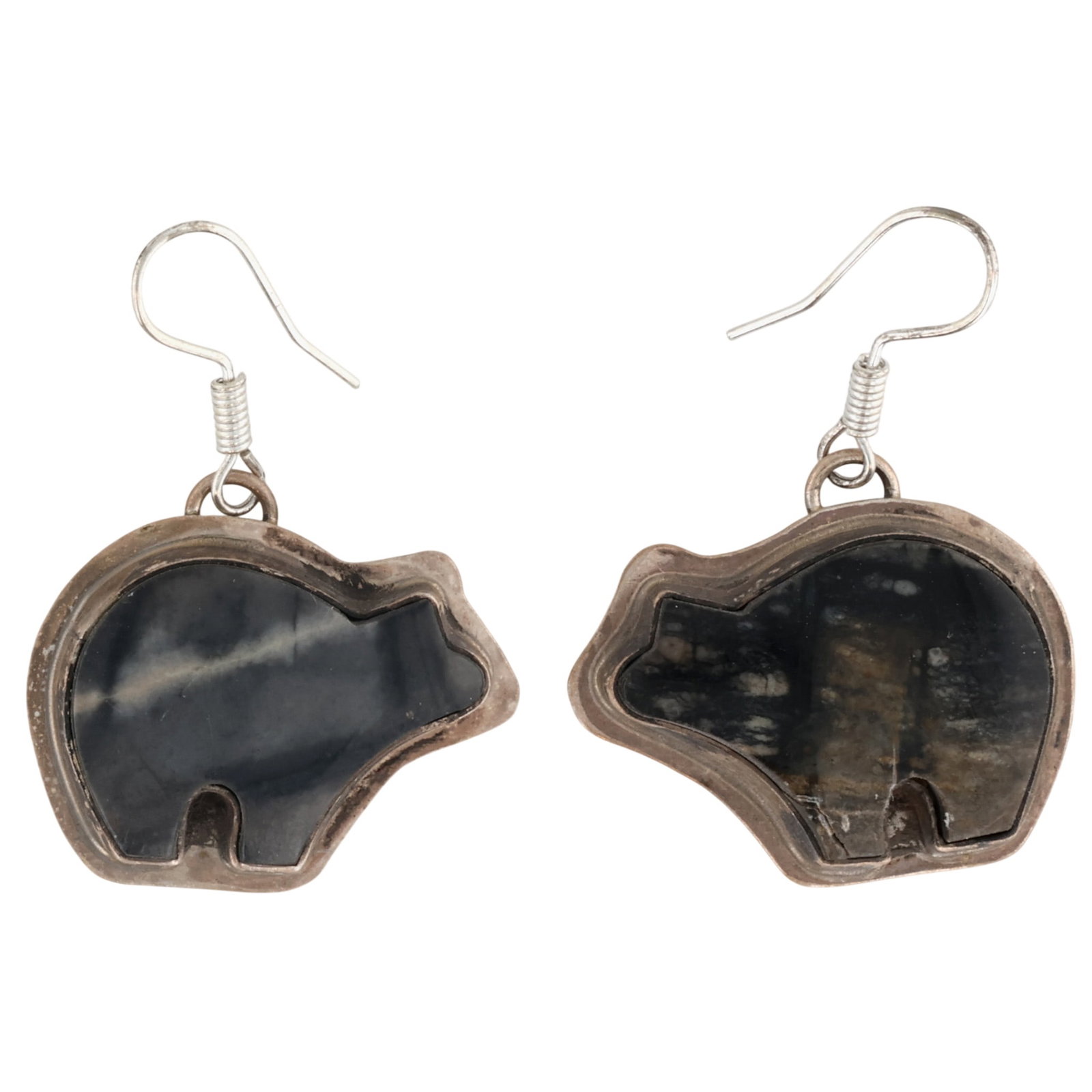 Southwest Sterling Picasso Marble Bear Earrings (1 of 4)