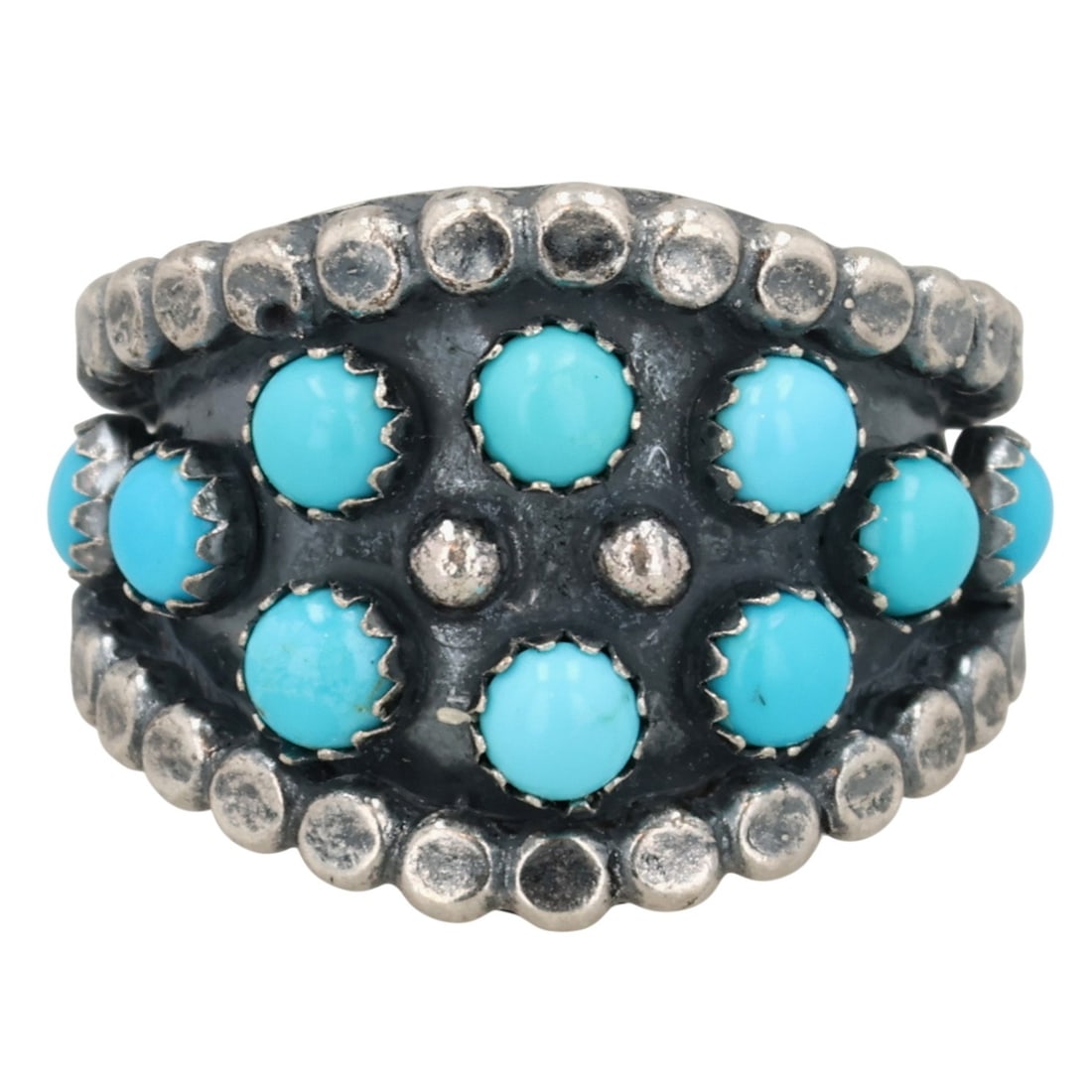 Kenny Lonjose Navajo Sterling Kingman Turquoise Ring Sz 7.5: Kenny Lonjose Navajo Sterling Block Kingman Turquoise Ring Sz 7.5 / 10g