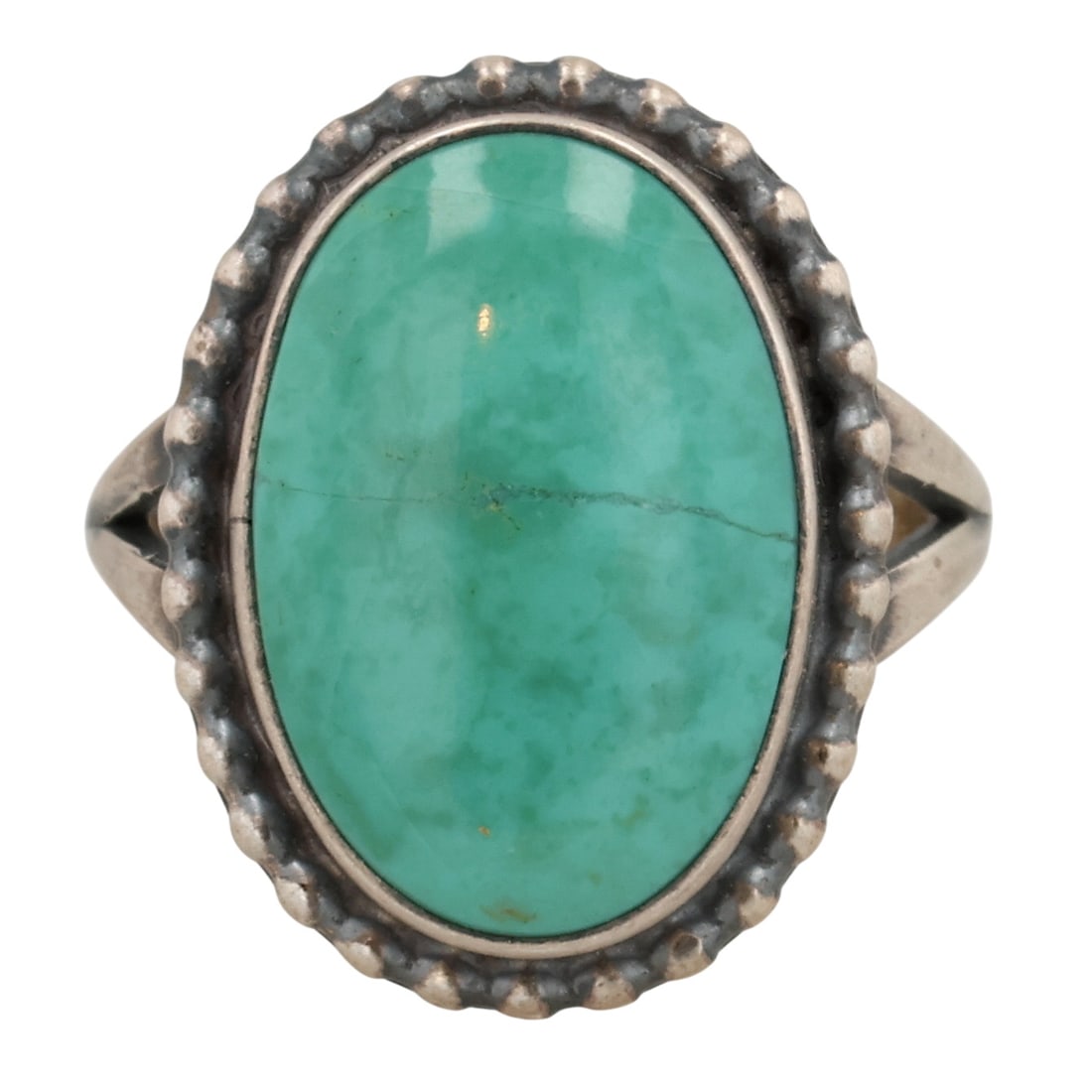 Arthur Martinez Navajo Sterling Royston Turquoise Ring Sz 7.5: Arthur Martinez Navajo Sterling Royston Turquoise Ring Sz 7.5 / 7g / Crack in stone, as is