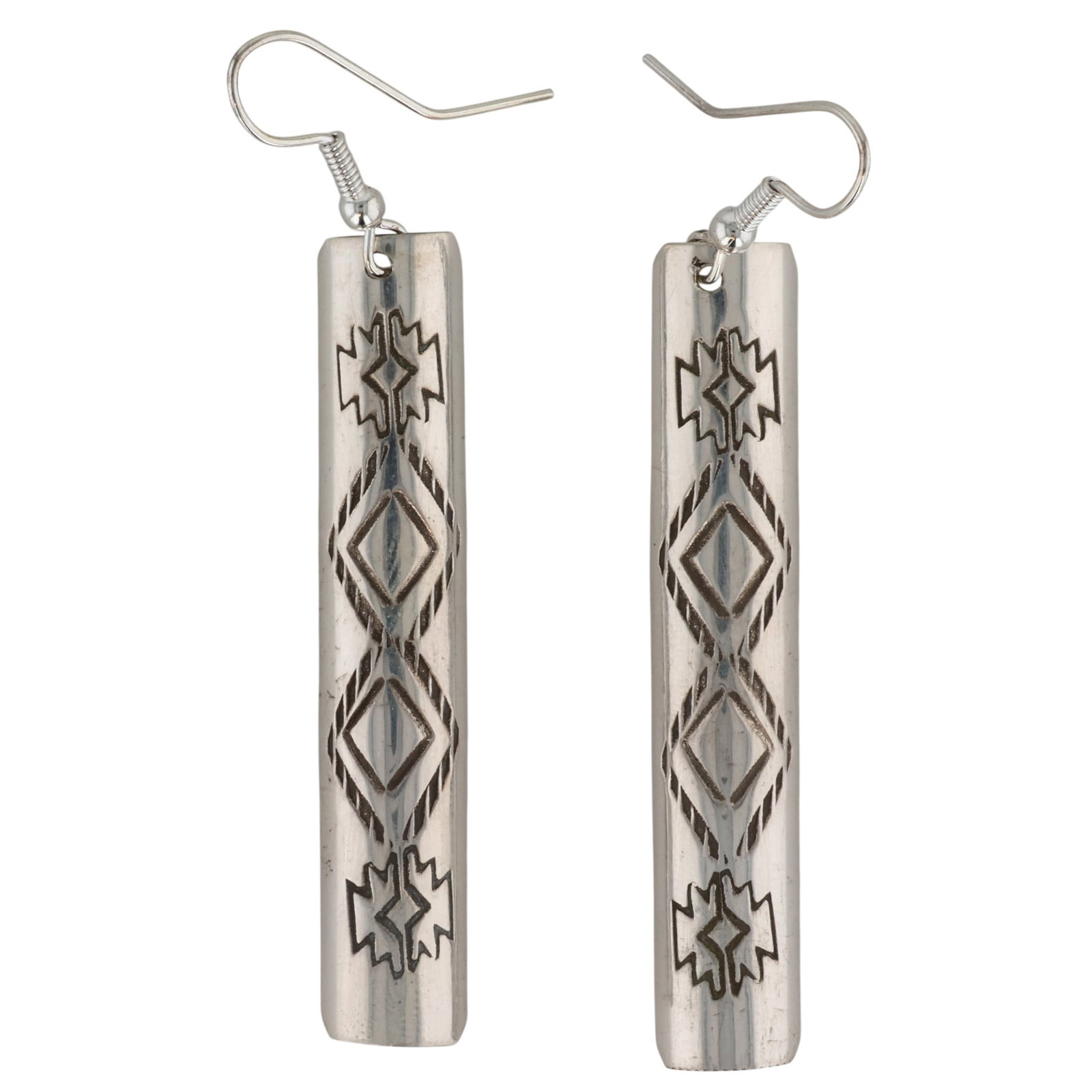 Nova Ashley Navajo Sterling Stamped Bar Earrings (1 of 4)