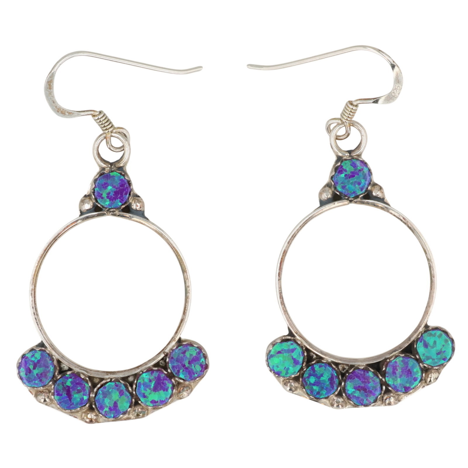 Swain Charley Zuni Sterling Opal Dangle Earrings (1 of 3)