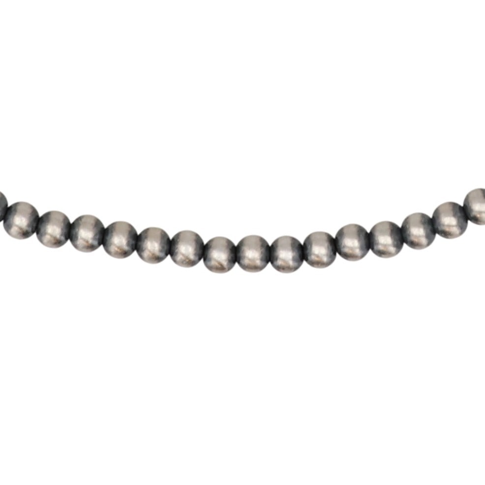 Southwest Sterling Oxidized Bead Necklace: Southwest Sterling Oxidized Bead Necklace / 12g / 4mm / Length: 20"