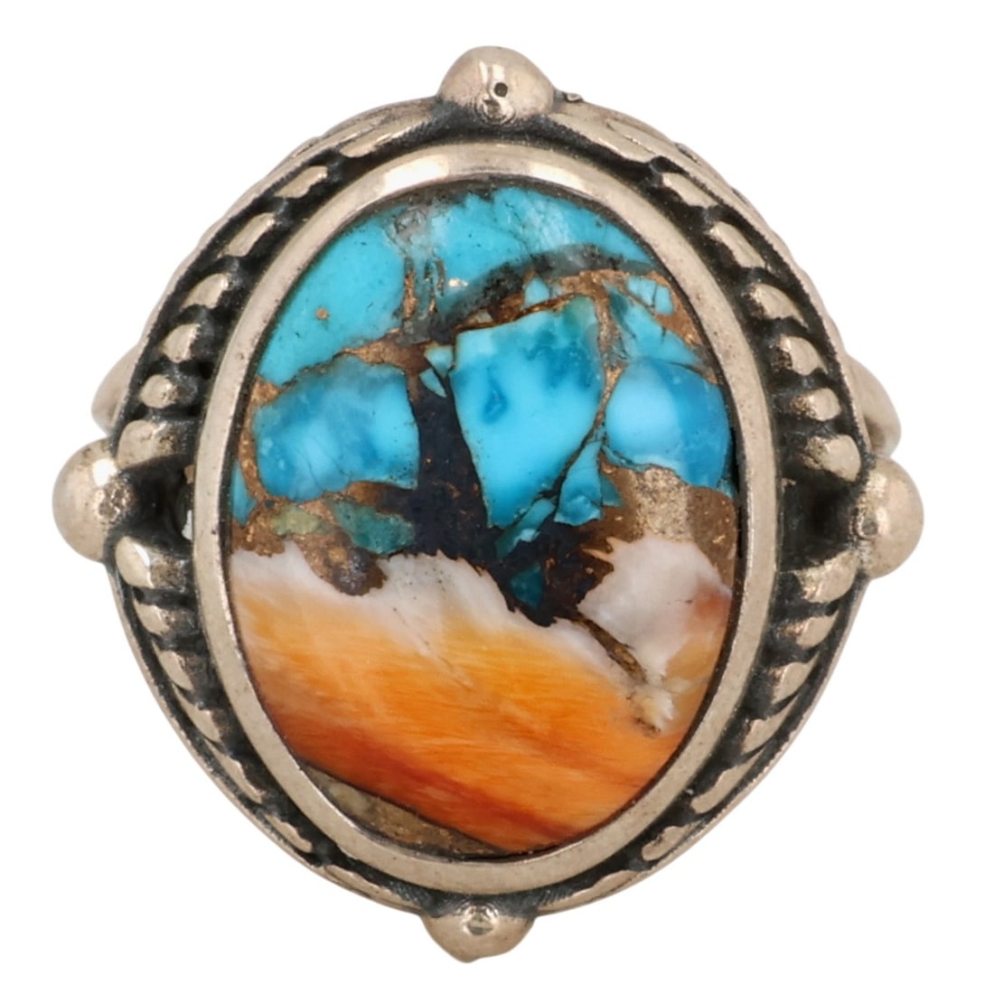 HaDa Collection Sterling Spiny Oyster Ring Sz 6.75: HaDa Collection Sterling Compressed Spiny Oyster Ring Sz 6.75 / 8g