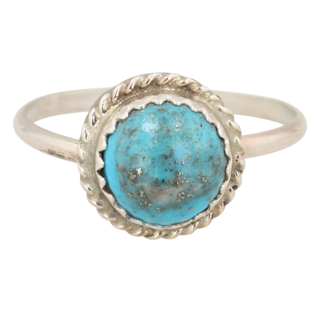 Esther White Navajo Sterling Kingman Turquoise Ring Sz 7.5: Esther White Navajo Sterling Kingman Turquoise Ring Sz 7.5 / 1.5g / Unsigned. Artist attribution based on accompanying tag.