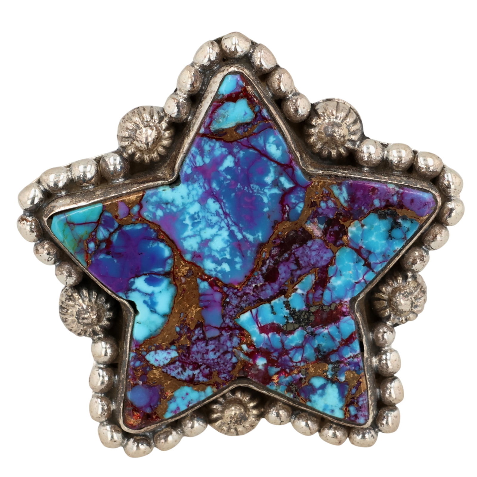 HaDa Collection Sterling Purple Mohave Star Adjustable Ring: HaDa Collection Sterling Purple Mohave Star Adjustable Ring Sz 7 / 14.5g