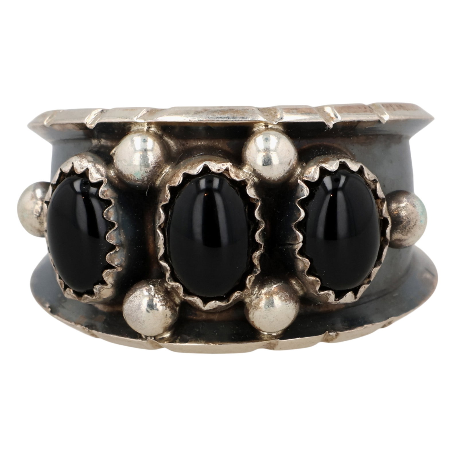 Reed Charley Navajo Sterling Onyx Ring Sz 8 (1 of 6)