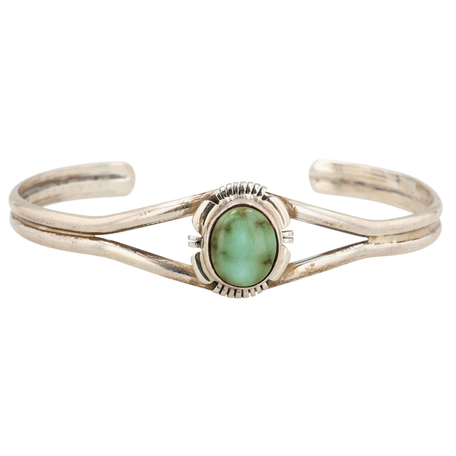 Jerold Francisco Navajo Sterling Sonoran Gold Turquoise Cuff Bracelet: Jerold Francisco Navajo Sterling Sonoran Gold Turquoise Cuff Bracelet / 10g