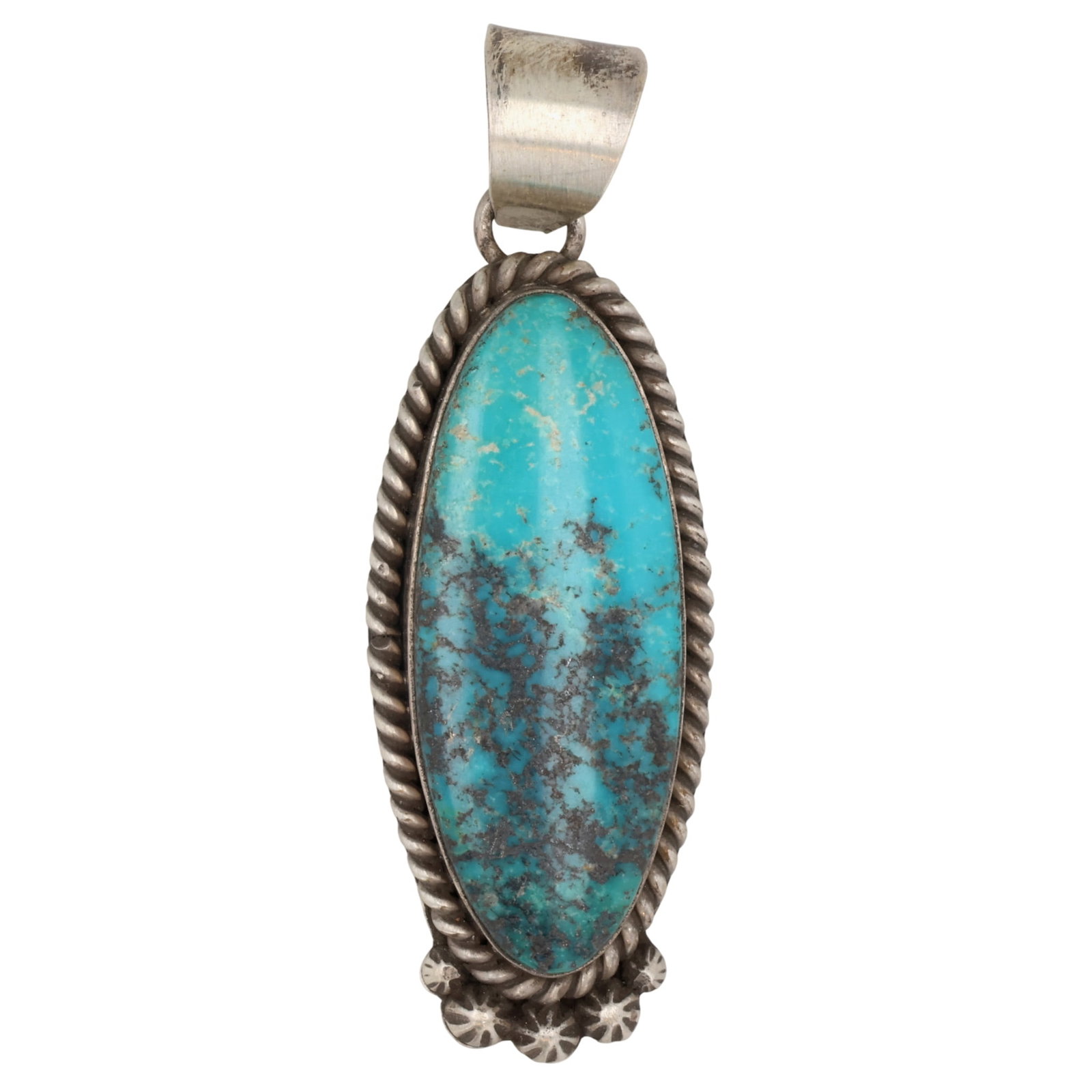 Scott Skeets Navajo Sterling Smokey Mtn. Turquoise Pendant (1 of 4)