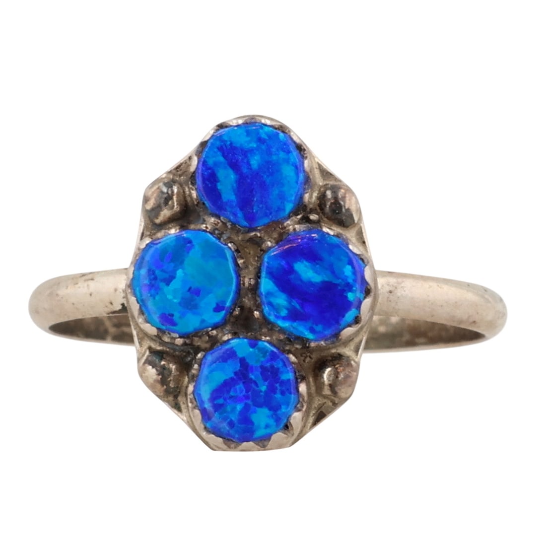 Swain Charley Zuni Sterling Opal Ring Sz 6.75: Swain Charley Zuni Sterling Opal Ring Sz 6.75 / 1.5g / Unsigned. Artist attribution based on accompanying tag.