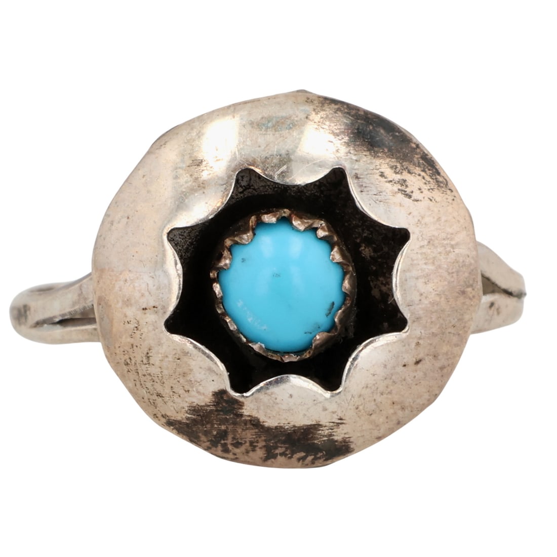 Janice Spencer Navajo Sterling Kingman Turquoise Shadowbox Ring Sz 7.25 (1 of 5)