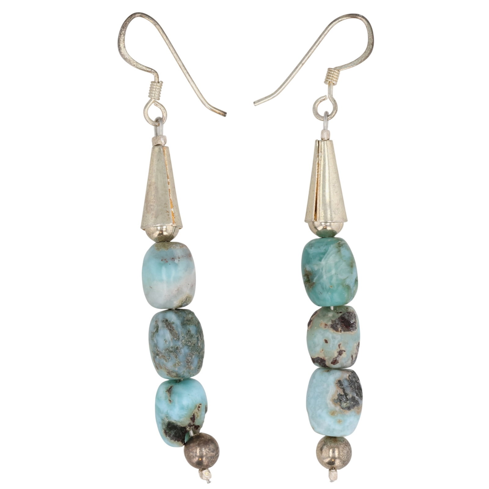 Betty Bitsie Navajo Sterling Larimar Earrings: Betty Bitsie Navajo Sterling Larimar Earrings / 8g / Unsigned. Artist attribution based on accompanying tag.