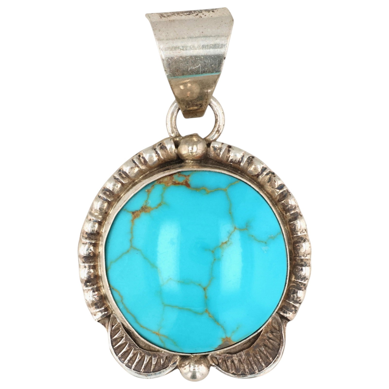 Tia Long Navajo Sterling Kingman Turquoise Pendant (1 of 4)