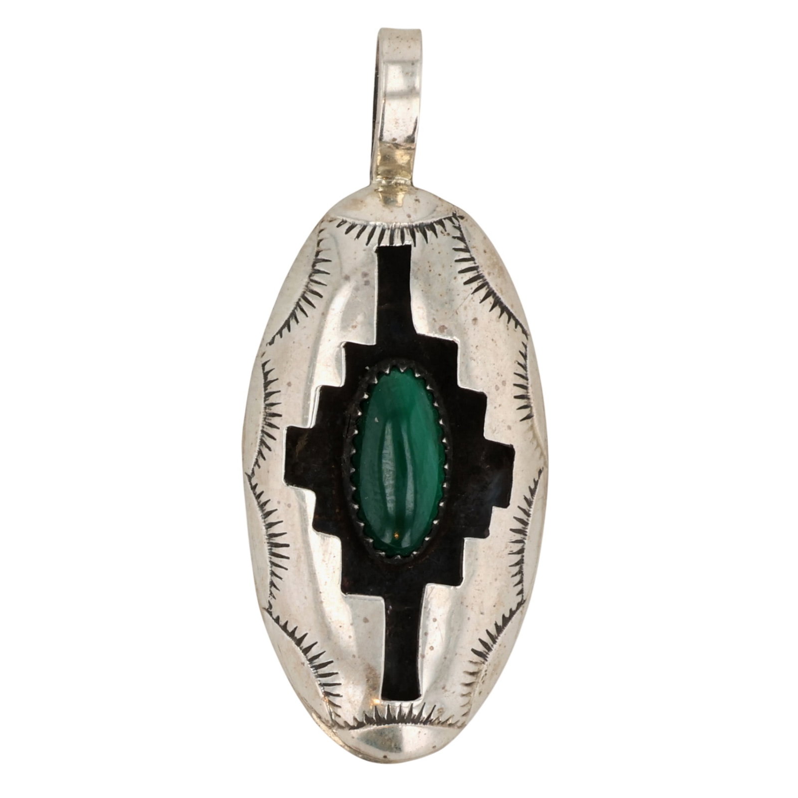 Felix Perry Navajo Sterling Malachite Shadowbox Pendant (1 of 4)