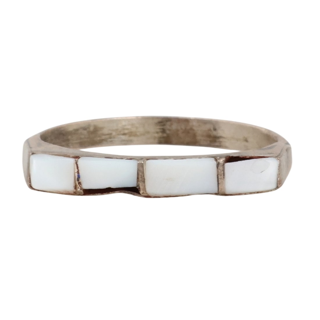 Southwest Sterling Mother of Pearl Inlay Ring Sz 6.75 (1 of 5)