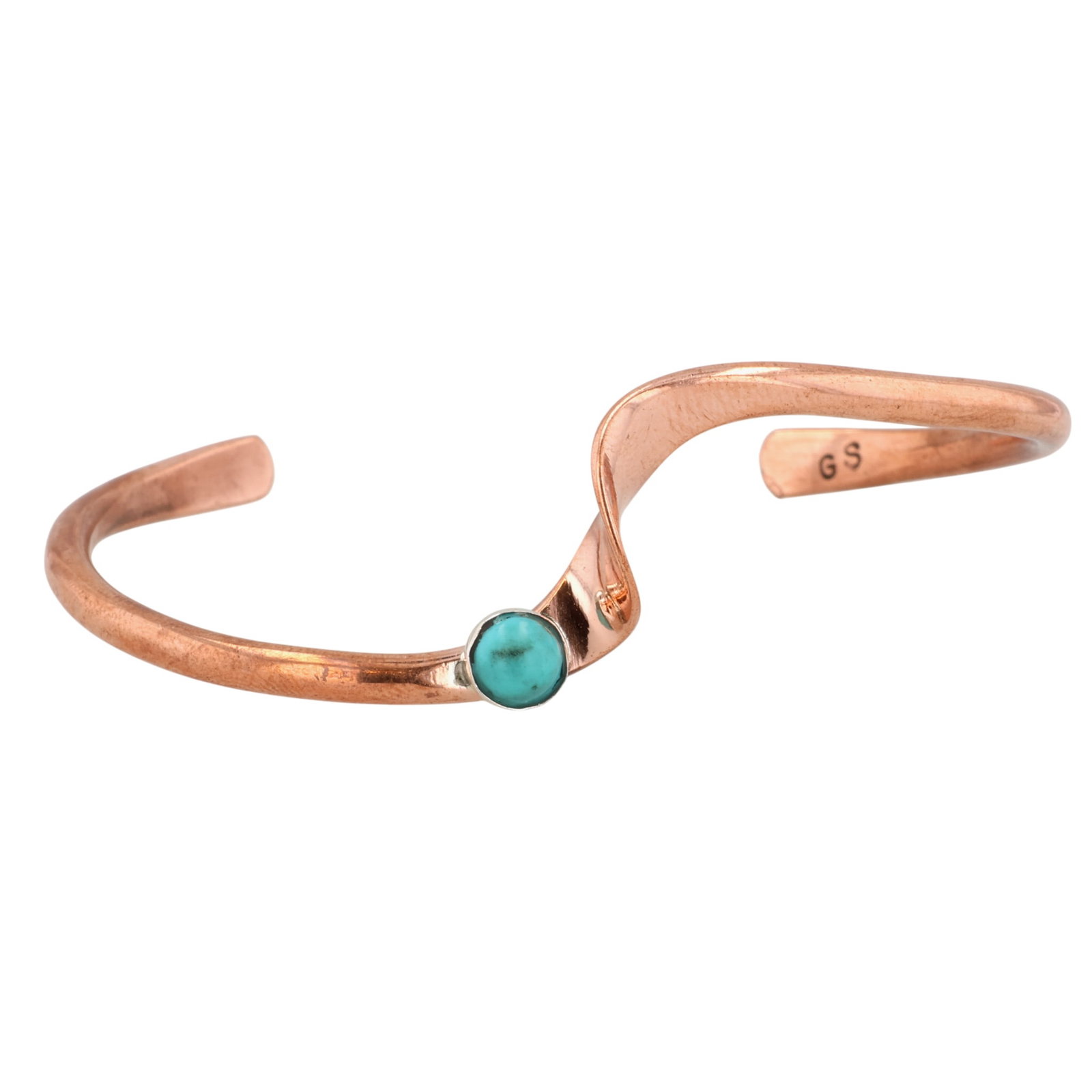 Signed Navajo Copper Turquoise Cuff Bracelet (1 of 7)