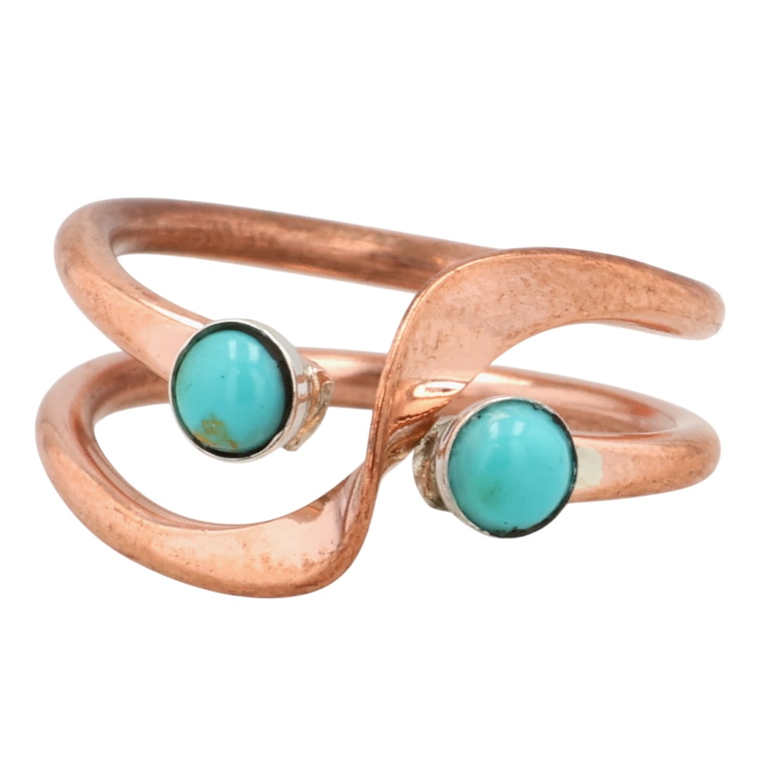 Signed Navajo Copper Turquoise Ring Sz 8 (1 of 6)