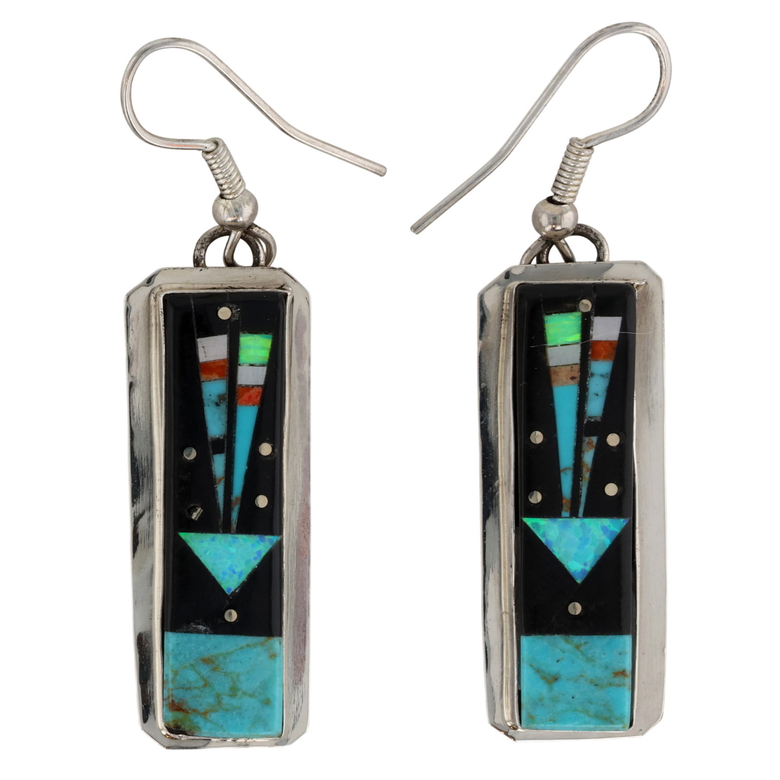Gilbert Smith Navajo Sterling Multi-Stone Inlay Earrings (1 of 4)