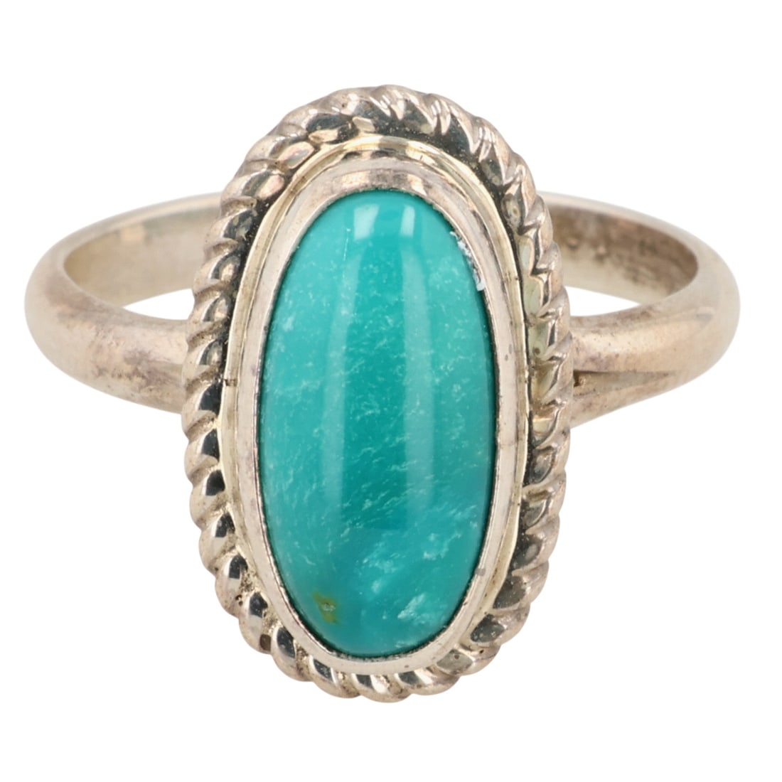 Signed Navajo Sterling Kingman Turquoise Ring Sz 8: Signed SH Sterling Kingman Turquoise Ring Sz 8 / 4.5g