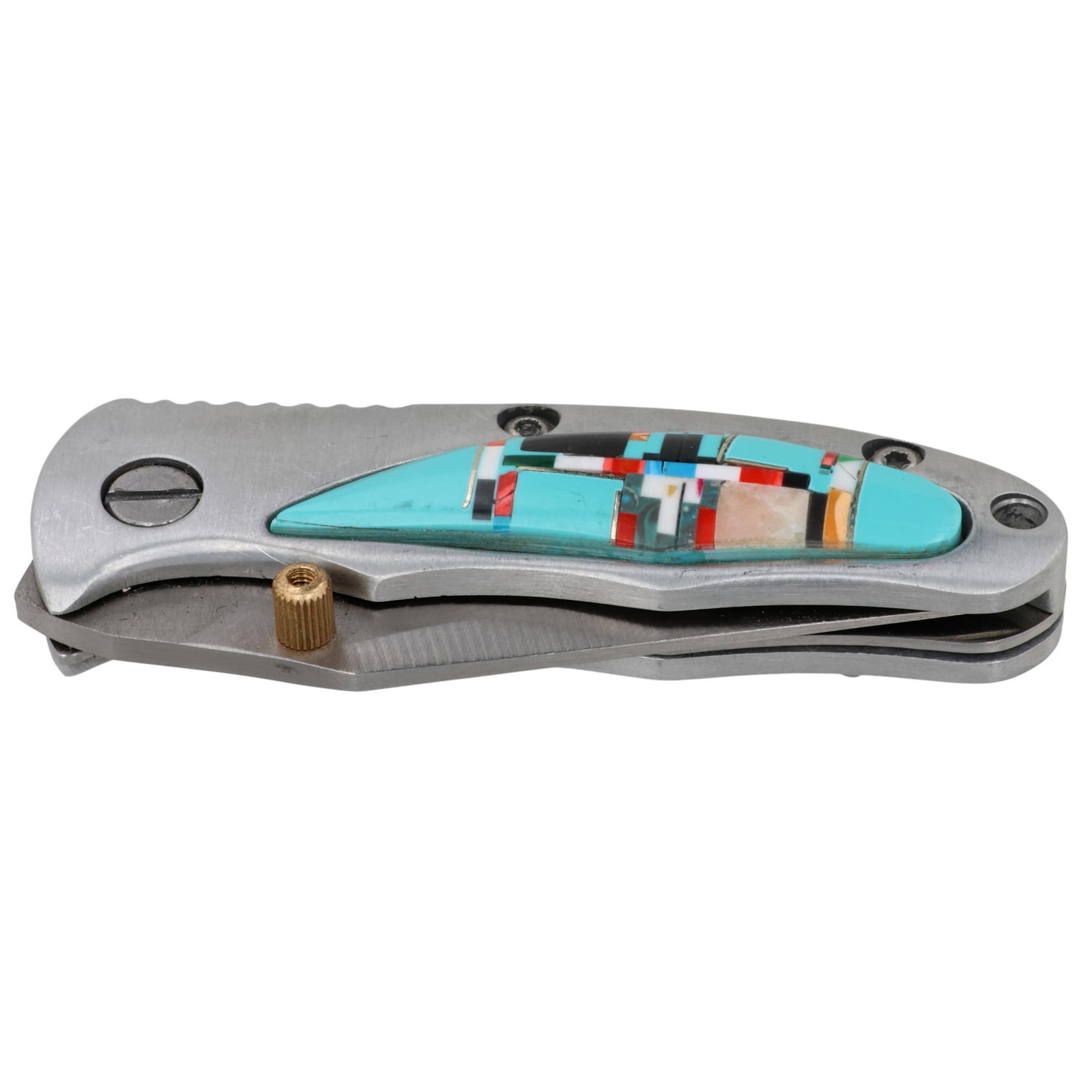 Southwest Multi-Stone Inlay Pocket Knife (1 of 4)