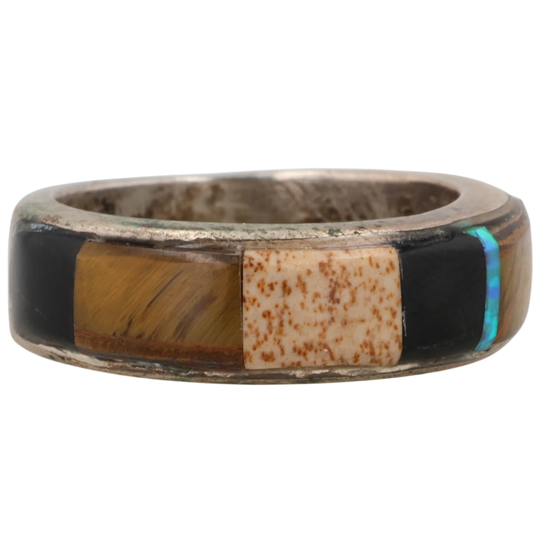 Victor Thompson Navajo Sterling Multi-Stone Inlay Ring Sz 4.75 (1 of 5)