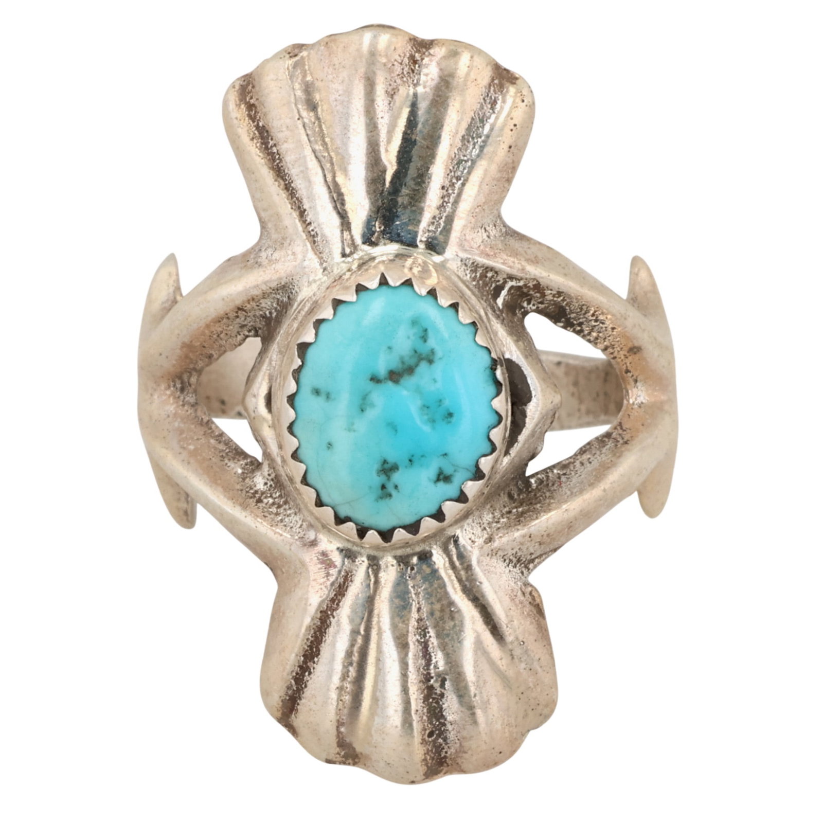 Tonya Yazzie Navajo Sterling Kingman Turquoise Sandcast Ring Sz 8 (1 of 8)