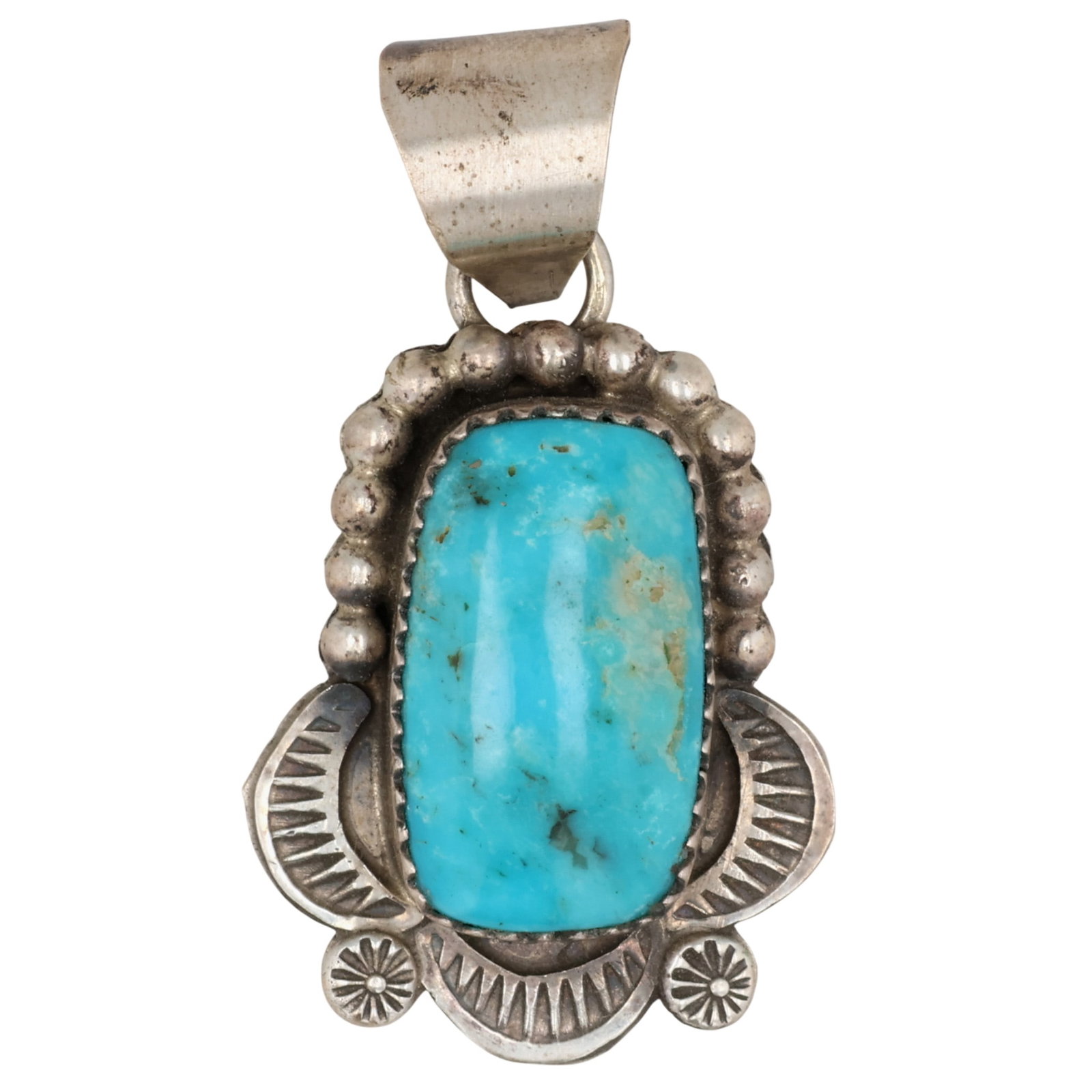 Tia Long Navajo Sterling Kingman Turquoise Pendant (1 of 4)