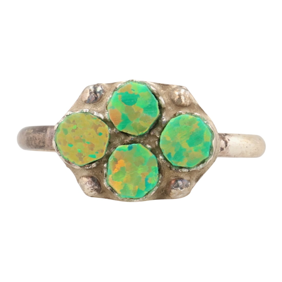 Swain Charley Zuni Sterling Opal Ring Sz 7: Swain Charley Zuni Sterling Opal Ring Sz 7 / 1.5g / Unsigned. Artist attribution based on accompanying tag.