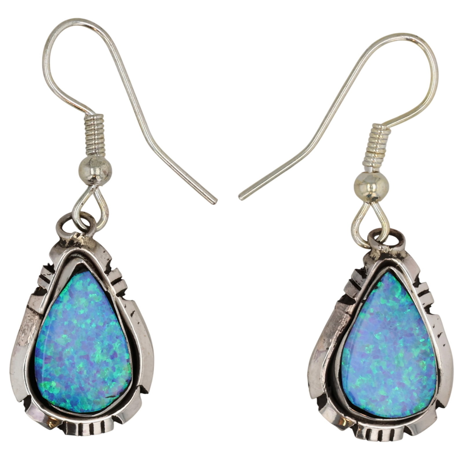 Calvin Spencer Navajo Sterling Opal Earrings: Calvin Spencer Navajo Sterling Opal Earrings / 4g