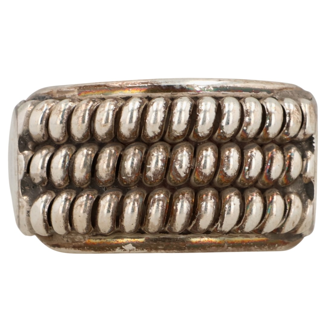Richard Mike Navajo Sterling Coil Ring Sz 7.5: Richard Mike Navajo Sterling Coil Ring Sz 7.5 / 4g / Unable to decipher markings. Artist attribution based on accompanying tag.
