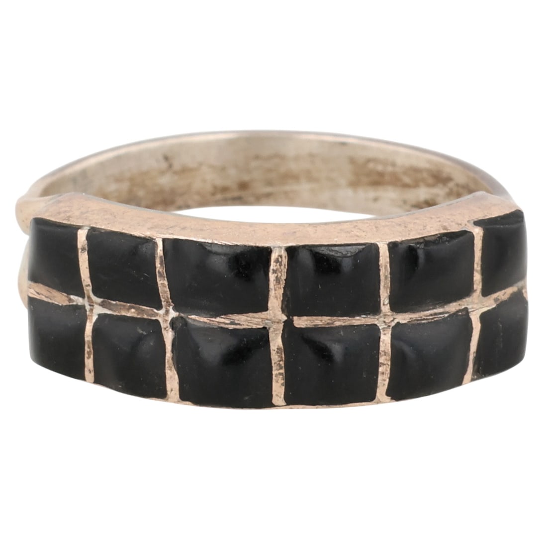 Signed Zuni Sterling Onyx Ring Sz 6.25 (1 of 6)