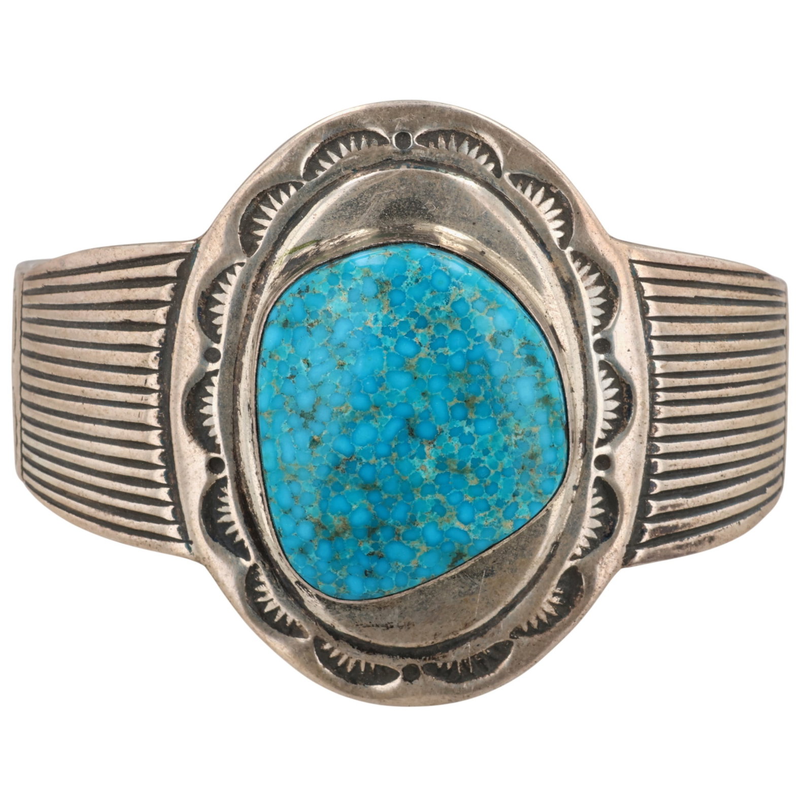 Emerson Kinsel Navajo Sterling Birdseye Kingman Turquoise Cuff Bracelet (1 of 7)