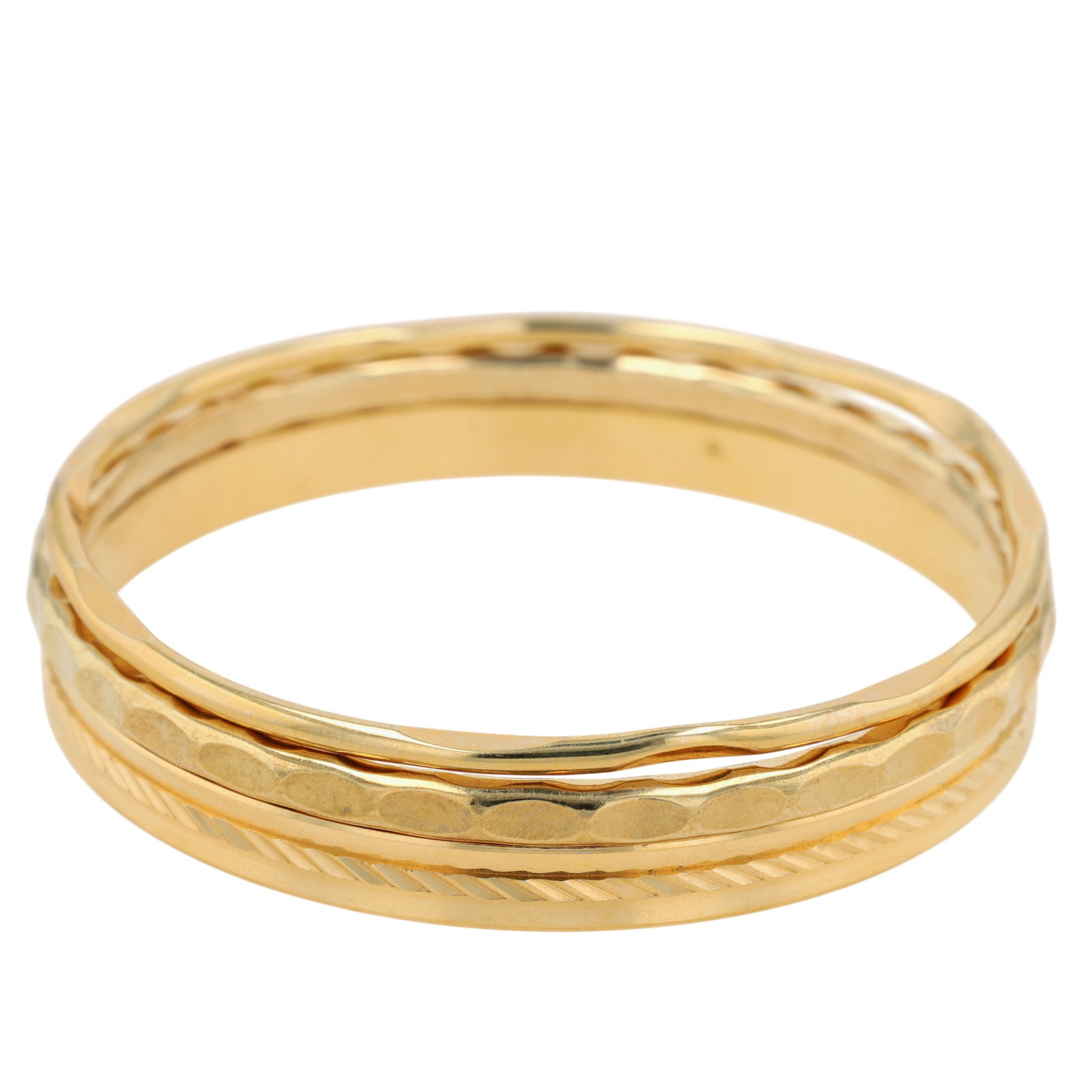 Gold Tone Patterned Bangle Bracelet Lot - 2