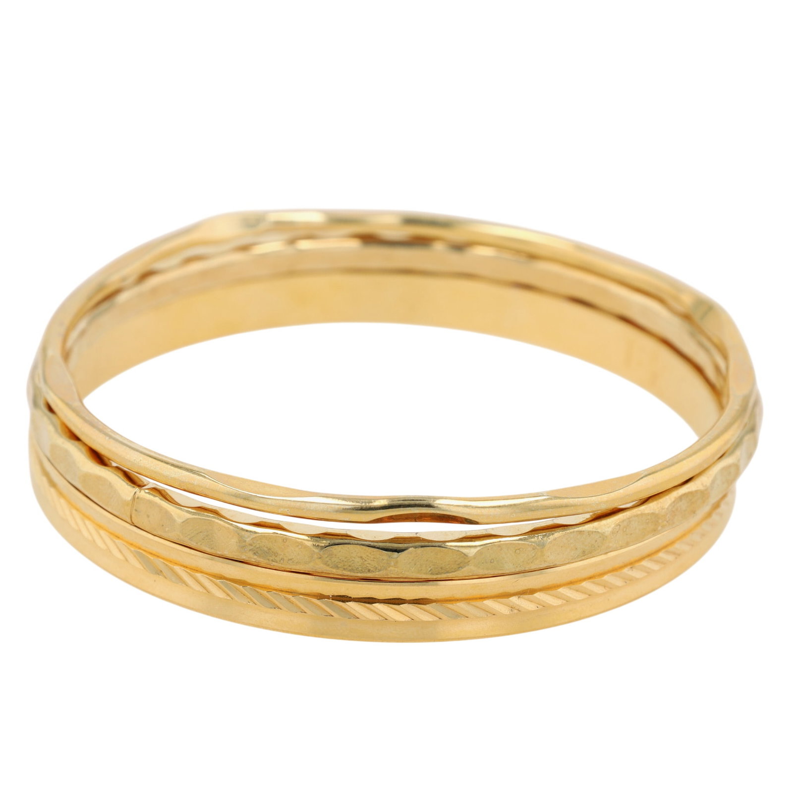 Gold Tone Patterned Bangle Bracelet Lot - 3