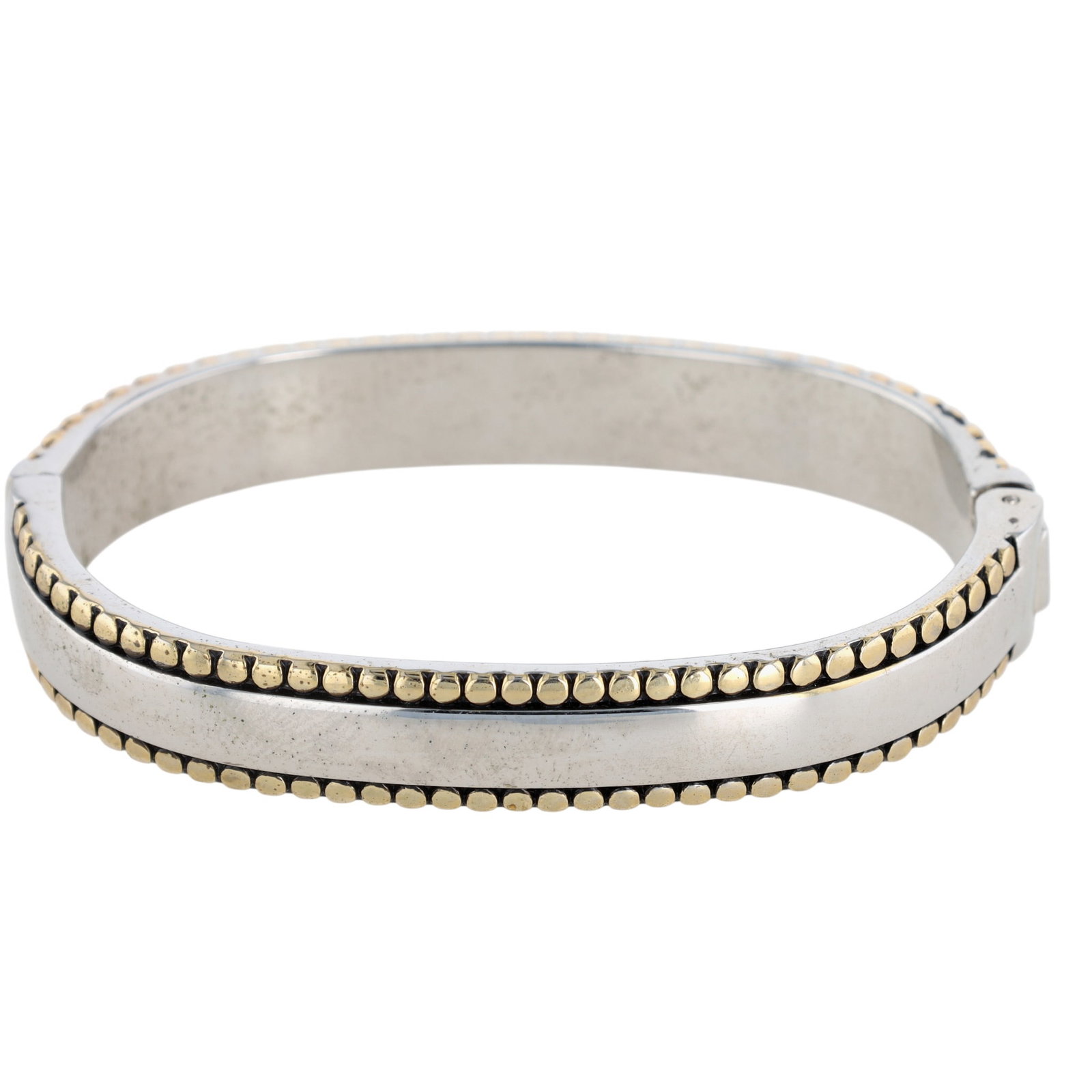 Two Tone Hinged Oval Bangle Bracelet - 2