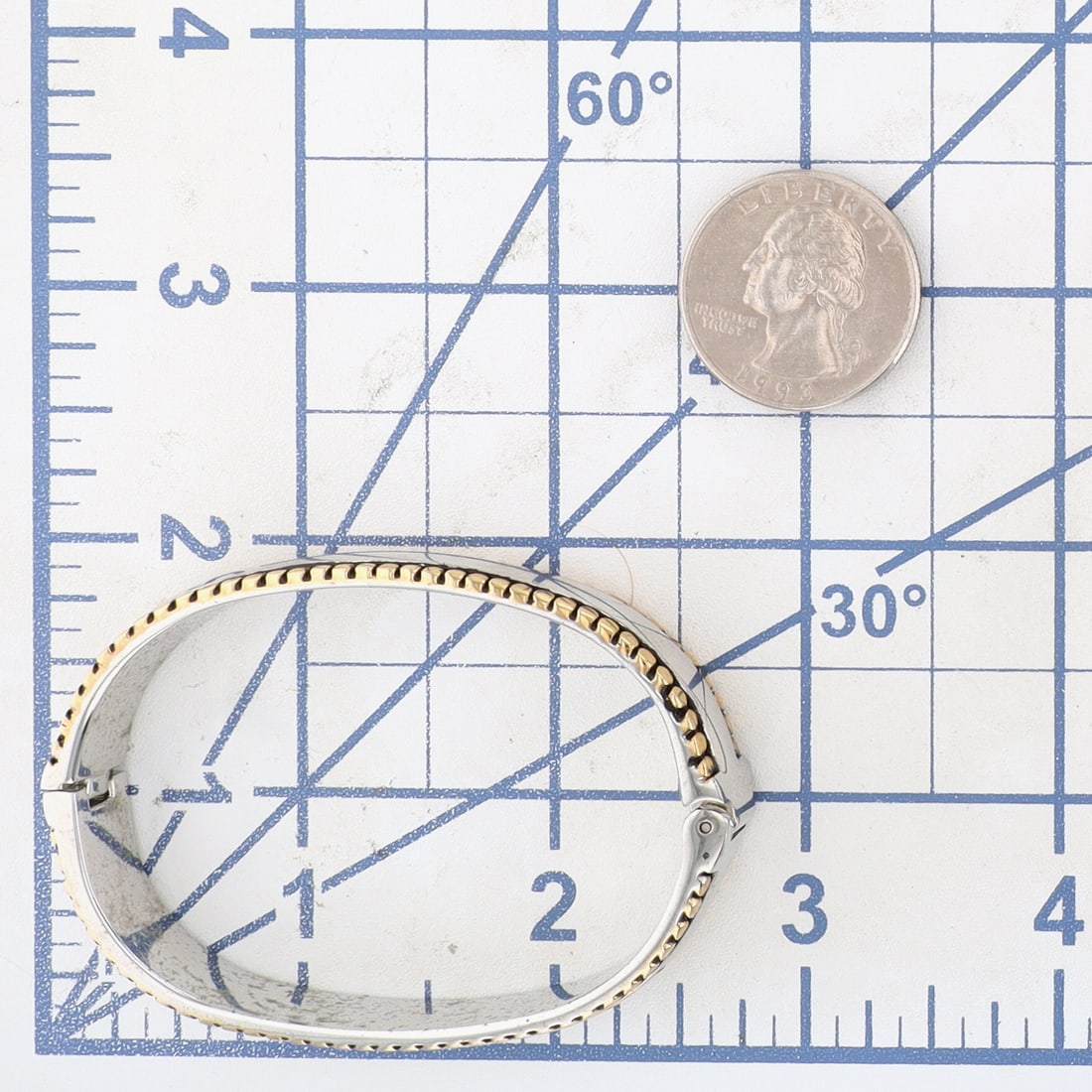Two Tone Hinged Oval Bangle Bracelet - 4