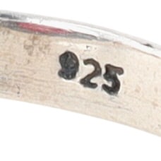 Sterling Silver Ruby Oval Scroll Detail Ring Size 6 - 3