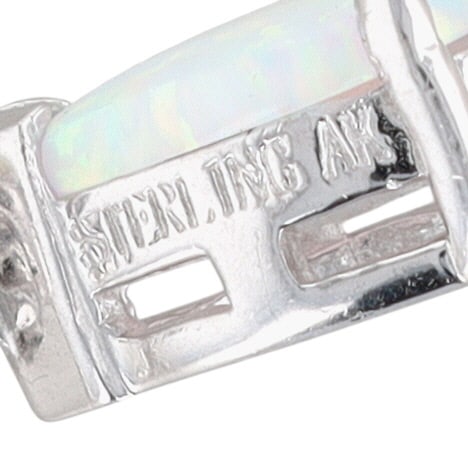 Signed Sterling Silver Opal Double Drop Stud Earrings - 3