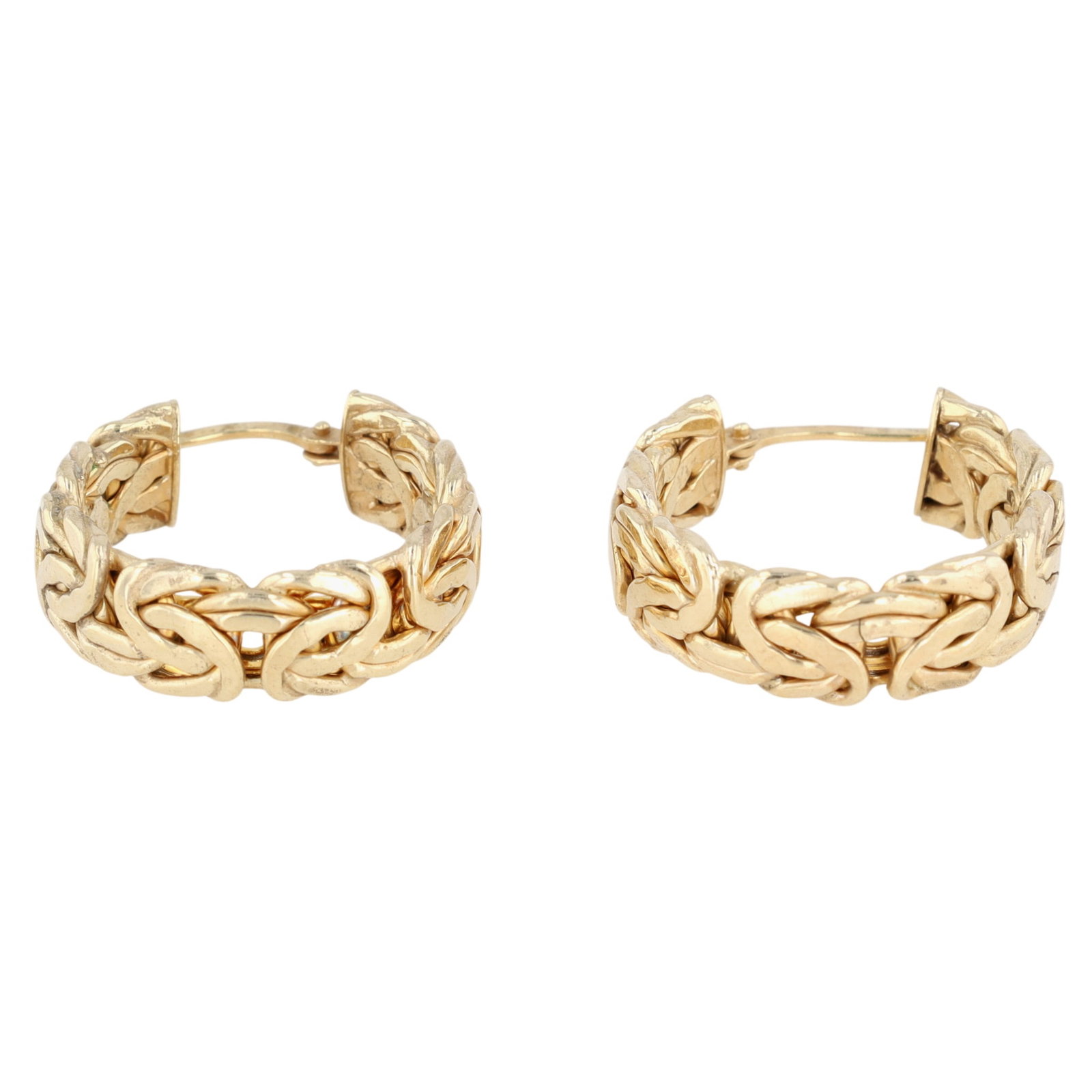 Signed Turkey Gold Over Sterling Silver Byzantine Chain Hoop Earrings (1 of 4)