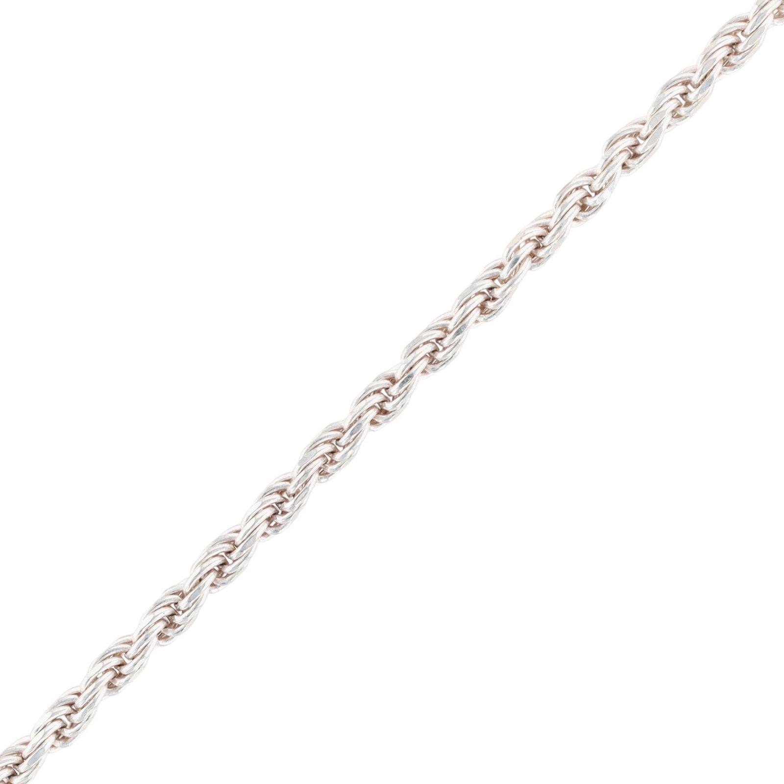 Italy Sterling Silver Twisted Rope Chain Necklace: Italy Sterling Silver Twisted Rope Chain Necklace. 24in Length. Signed KC 925 Italy. 7.8g