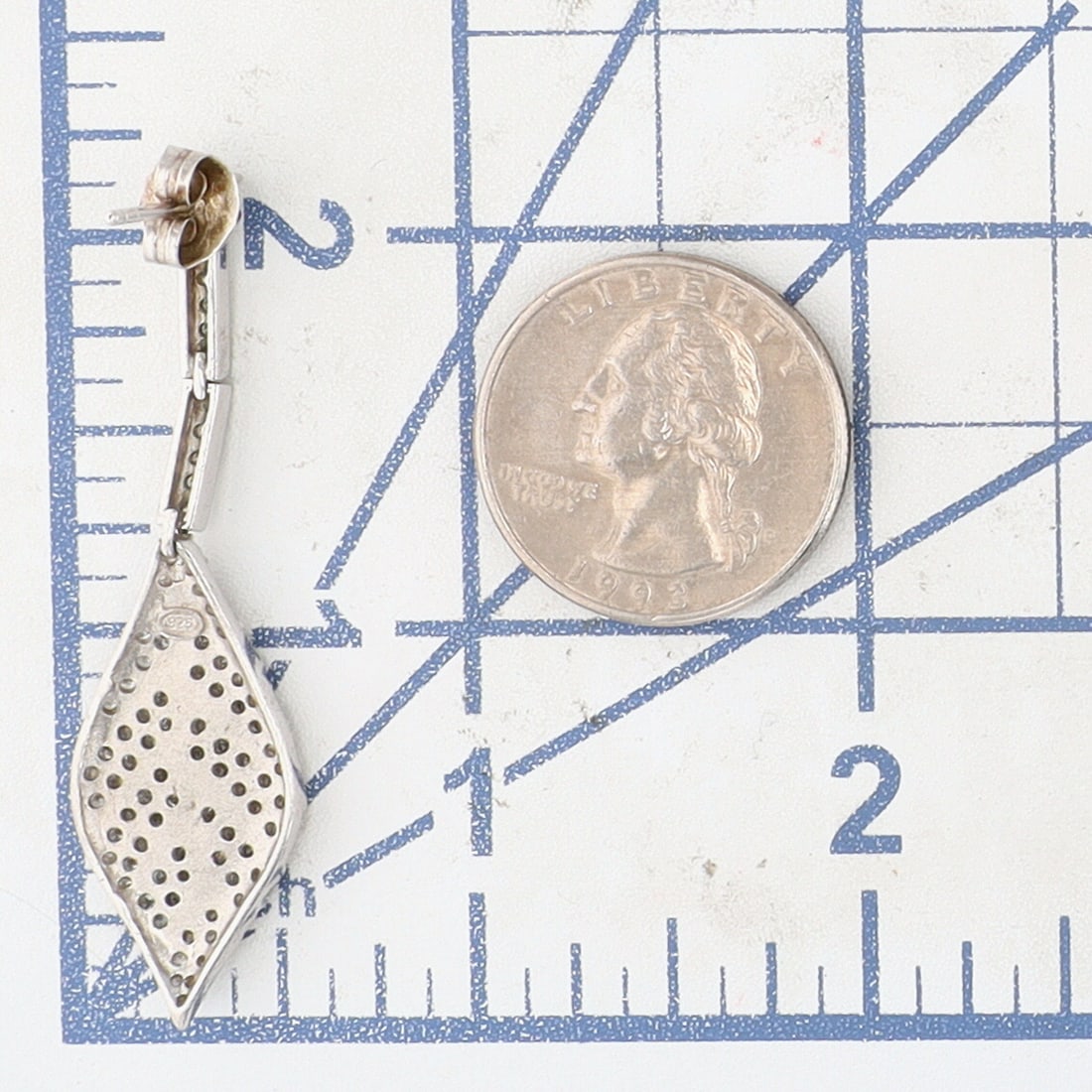 Sterling Silver Rhinestone Hinge Dangle Leaf Stud Earrings - 4