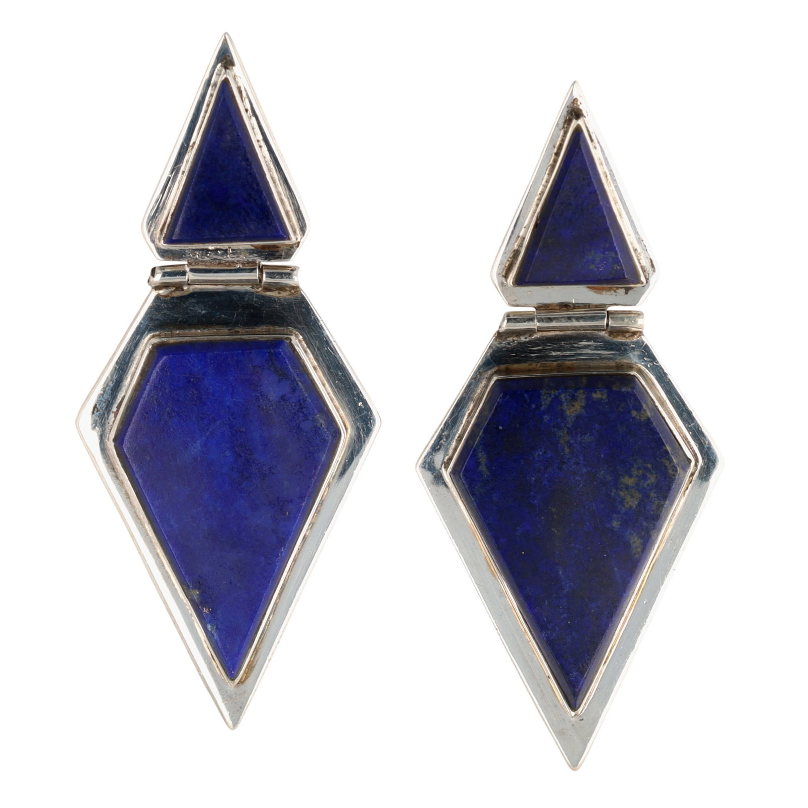 Southwest Sterling Silver Lapis Double Hinge Stud Earrings (1 of 4)