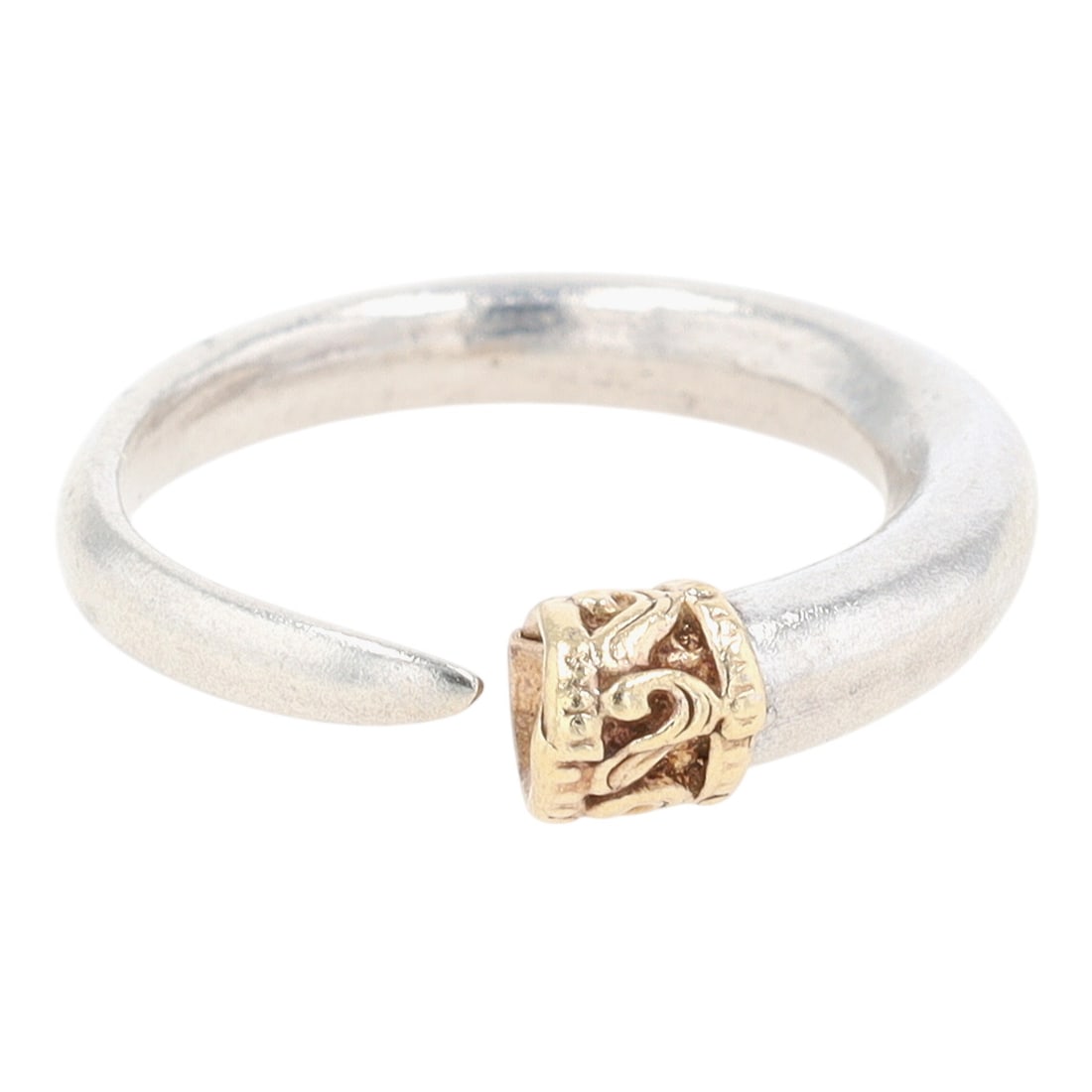 14K Yellow Gold Sterling Silver Bali Style Wrap Ring Size 4.75: 14K Yellow Gold, Sterling Silver Bali Style Wrap Ring. Size 4.75. 3.5g