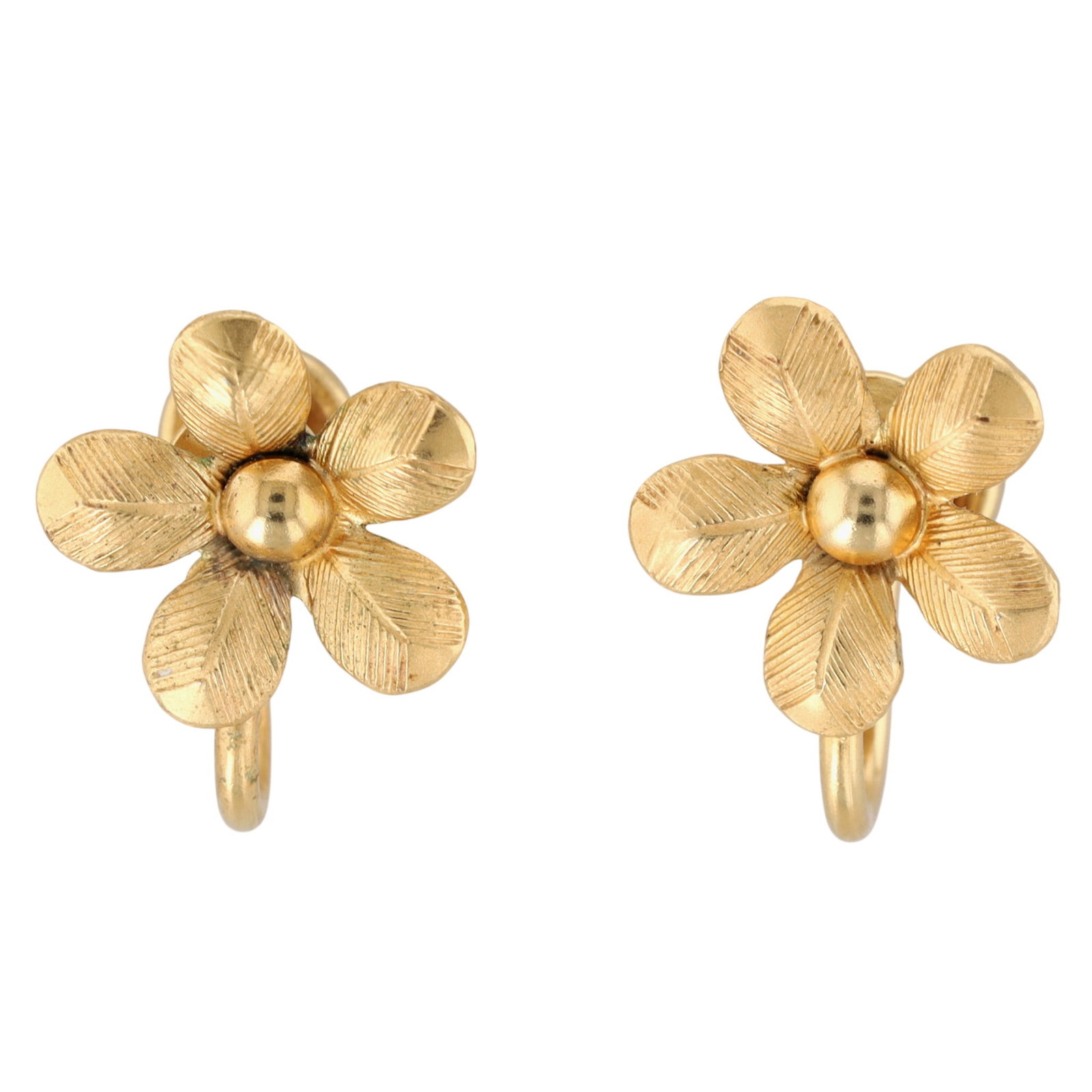 Vintage 12K Yellow Gold Filled Flower Earrings (1 of 4)