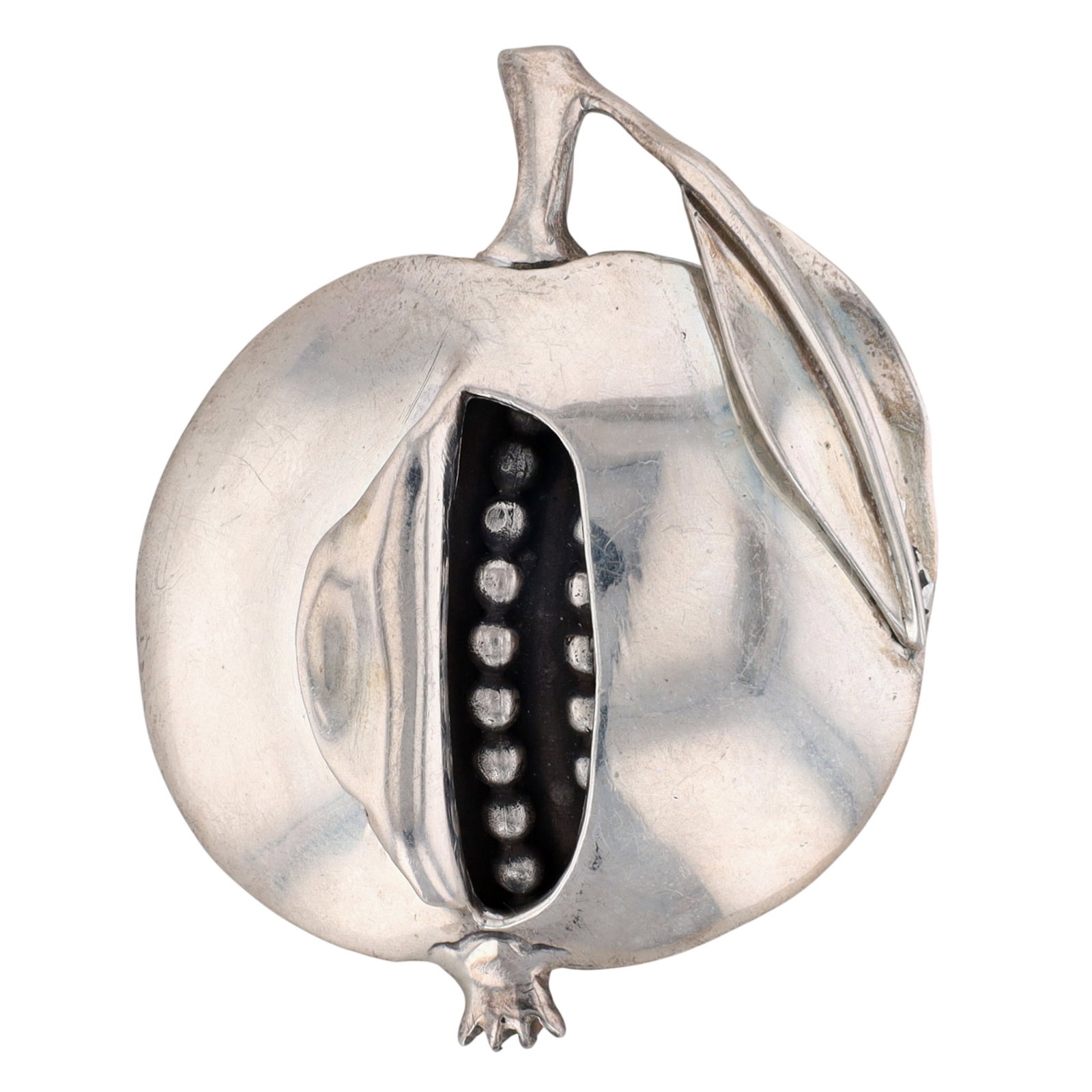 Signed Sterling Silver Jewish Federation Pomegranate Brooch Pendant: Signed Sterling Silver Jewish Federation of Allentown PA Pomegranate Brooch Pendant. Signed ALA Sterling Ser Des Pat Pend No 276-611 1788. 25.5g