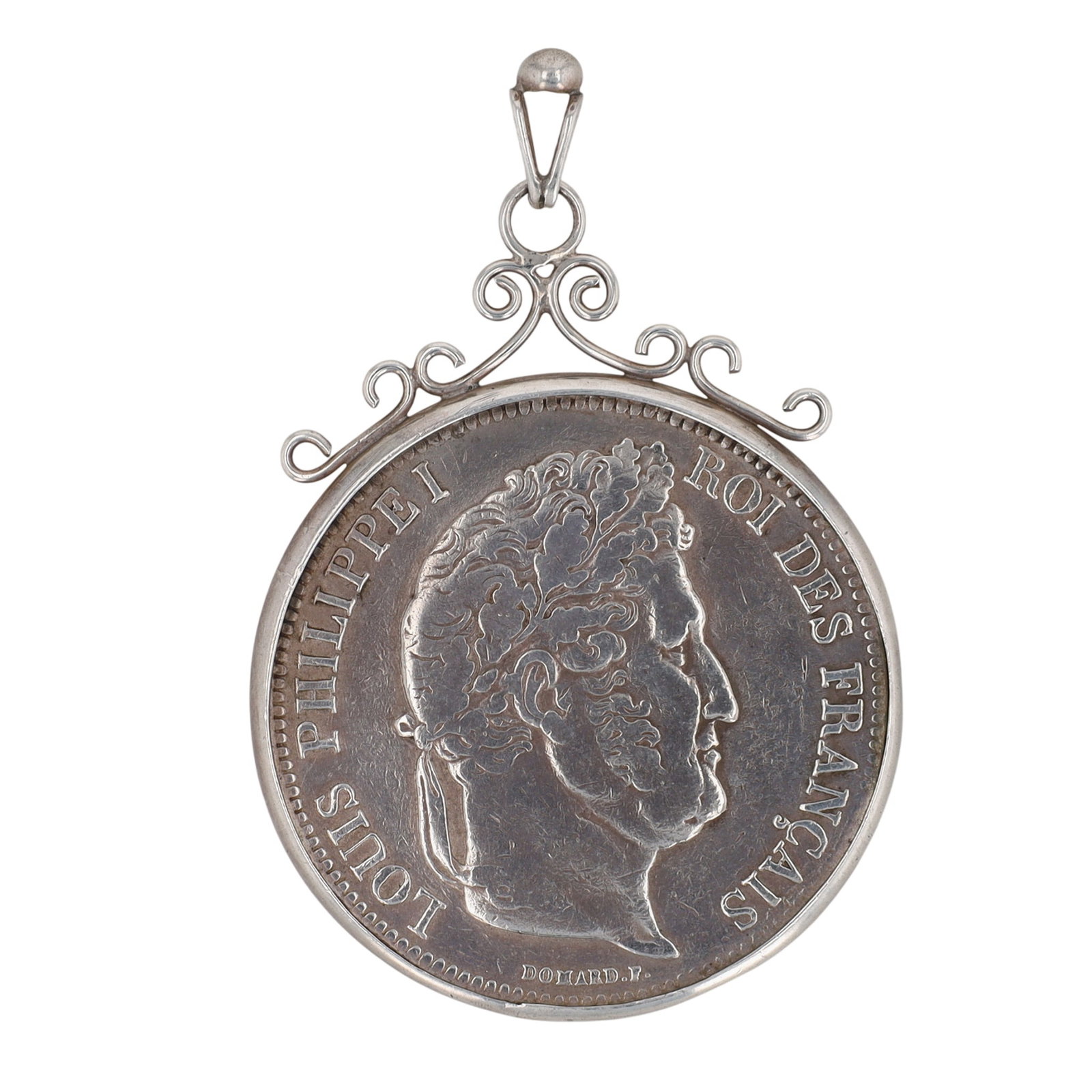 Antique Handmade 1840 900 Silver Louis Philippe I Five Francs Pendant (1 of 3)