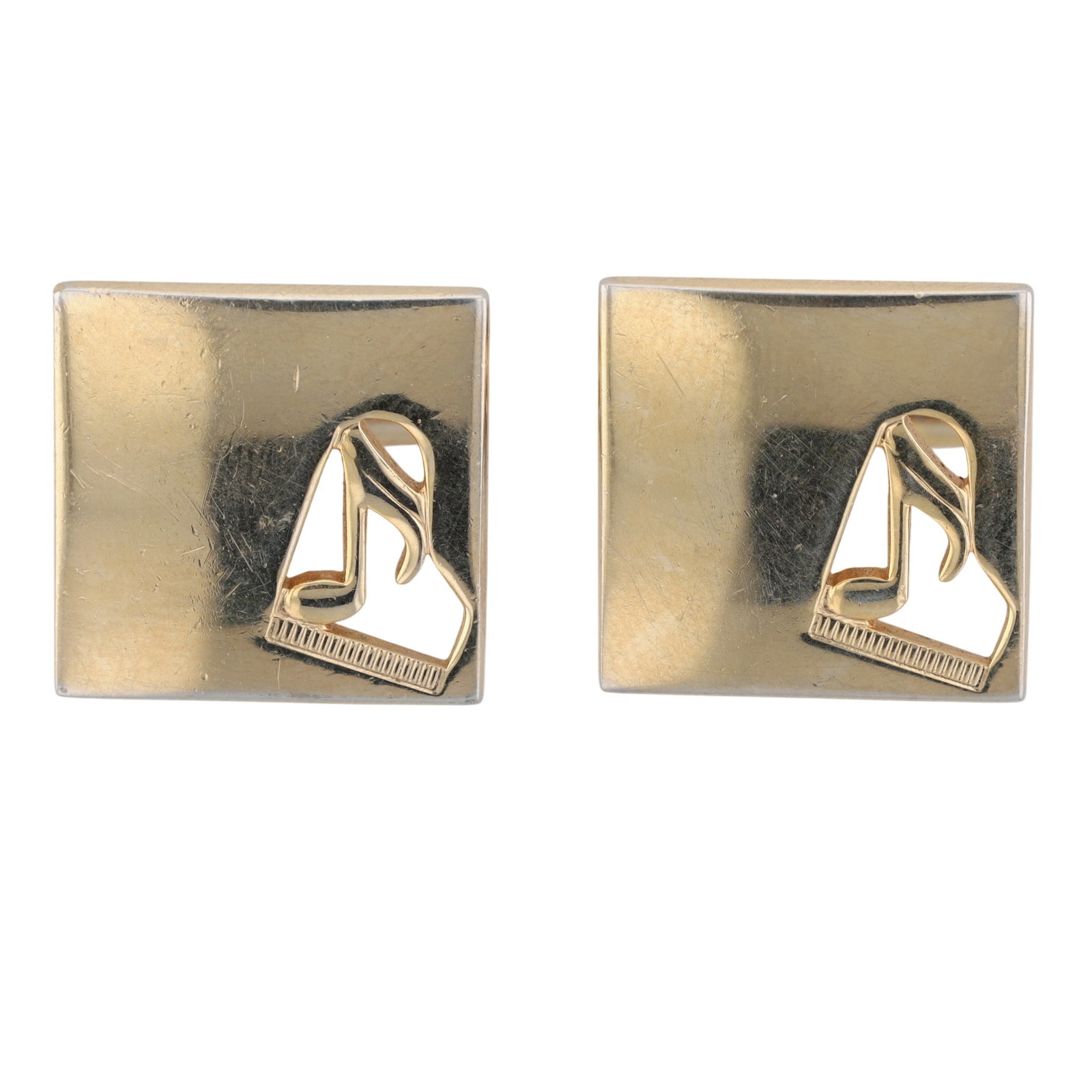 Swank Gold Tone Metal Musical Note Piano Cufflinks: Swank Gold Tone Metal Musical Note Piano Cufflinks. 12.2g