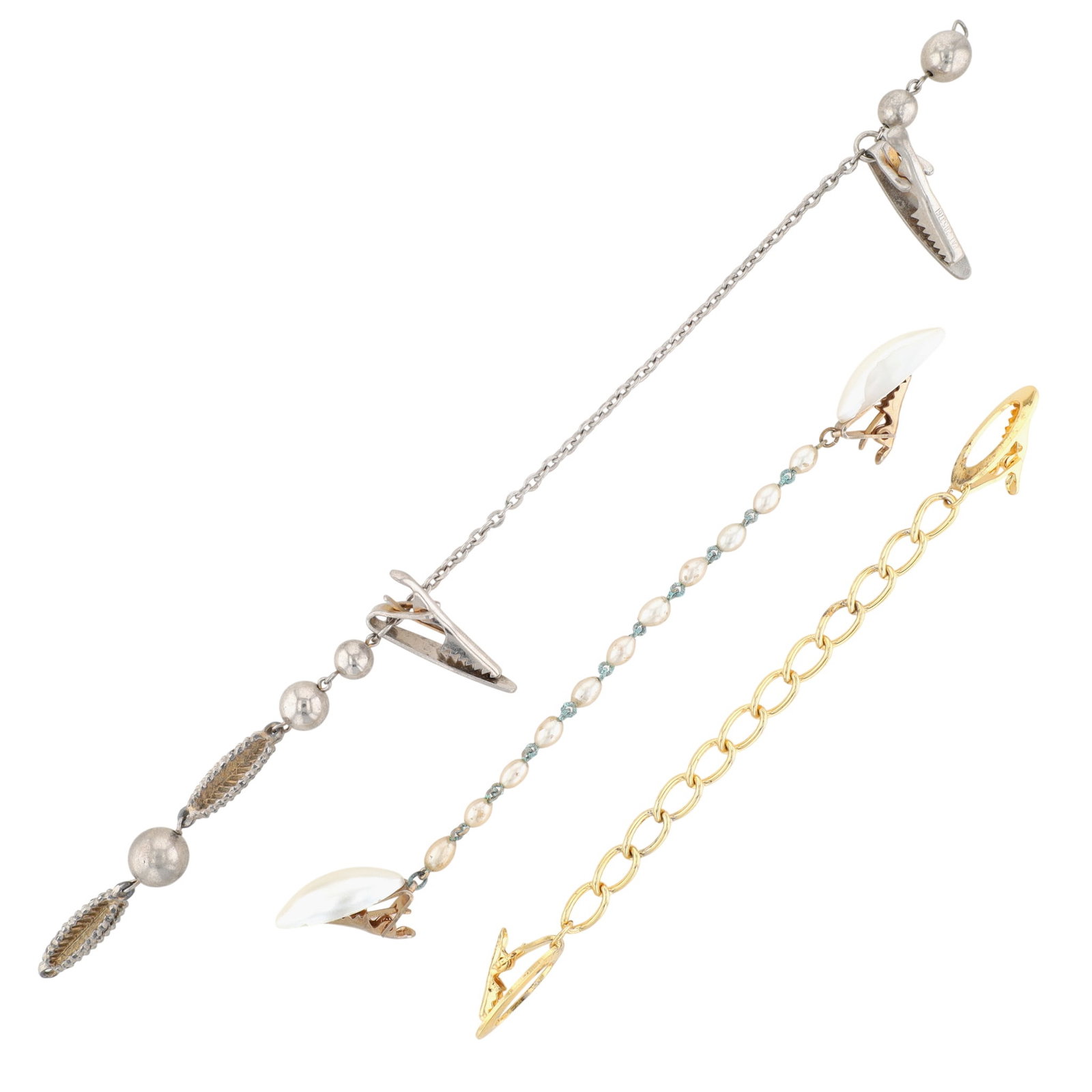 Mixed Metals Faux Pearl Sweater Clips Lot (1 of 3)
