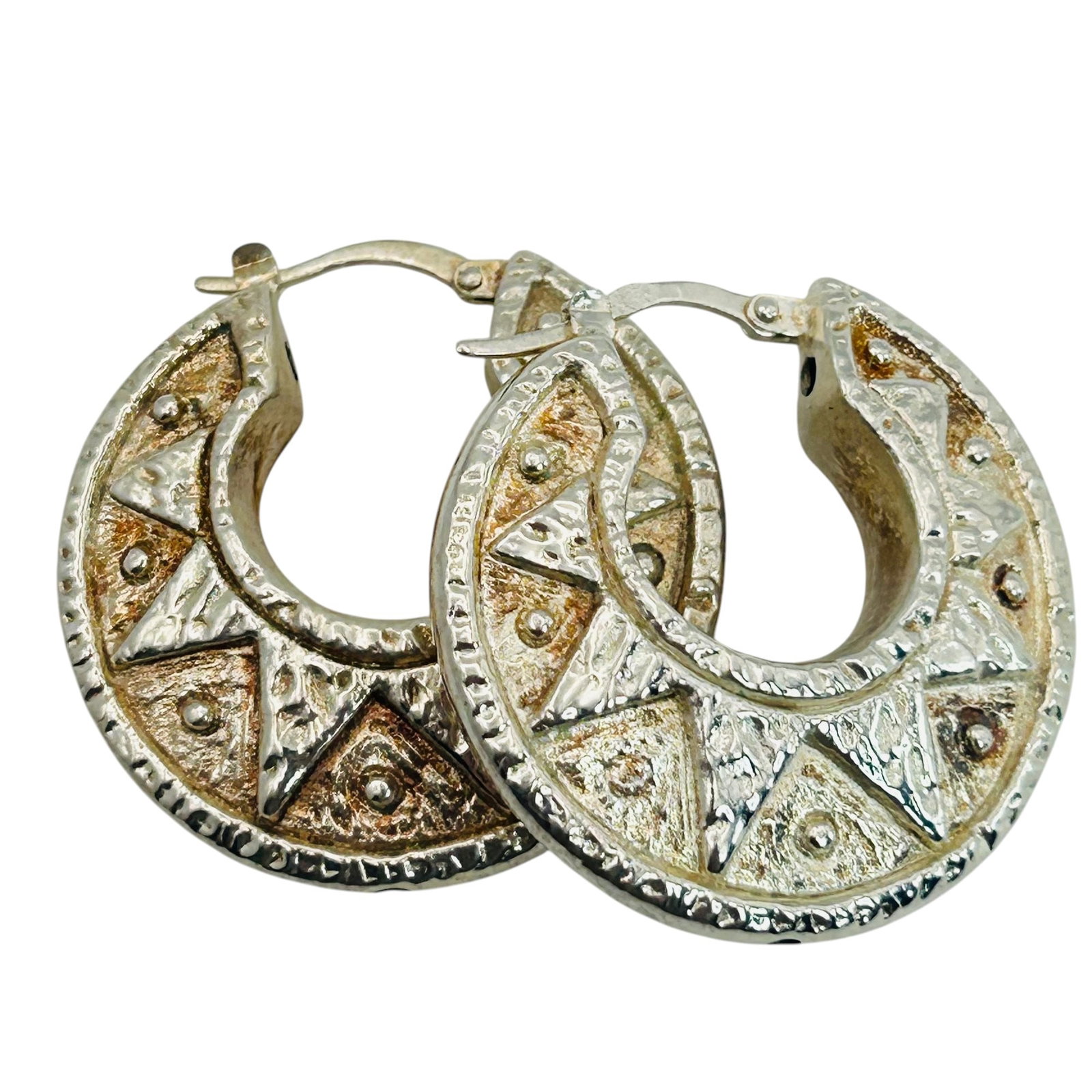 Italy Sterling SUN Detail Hoop Earrings (1 of 5)