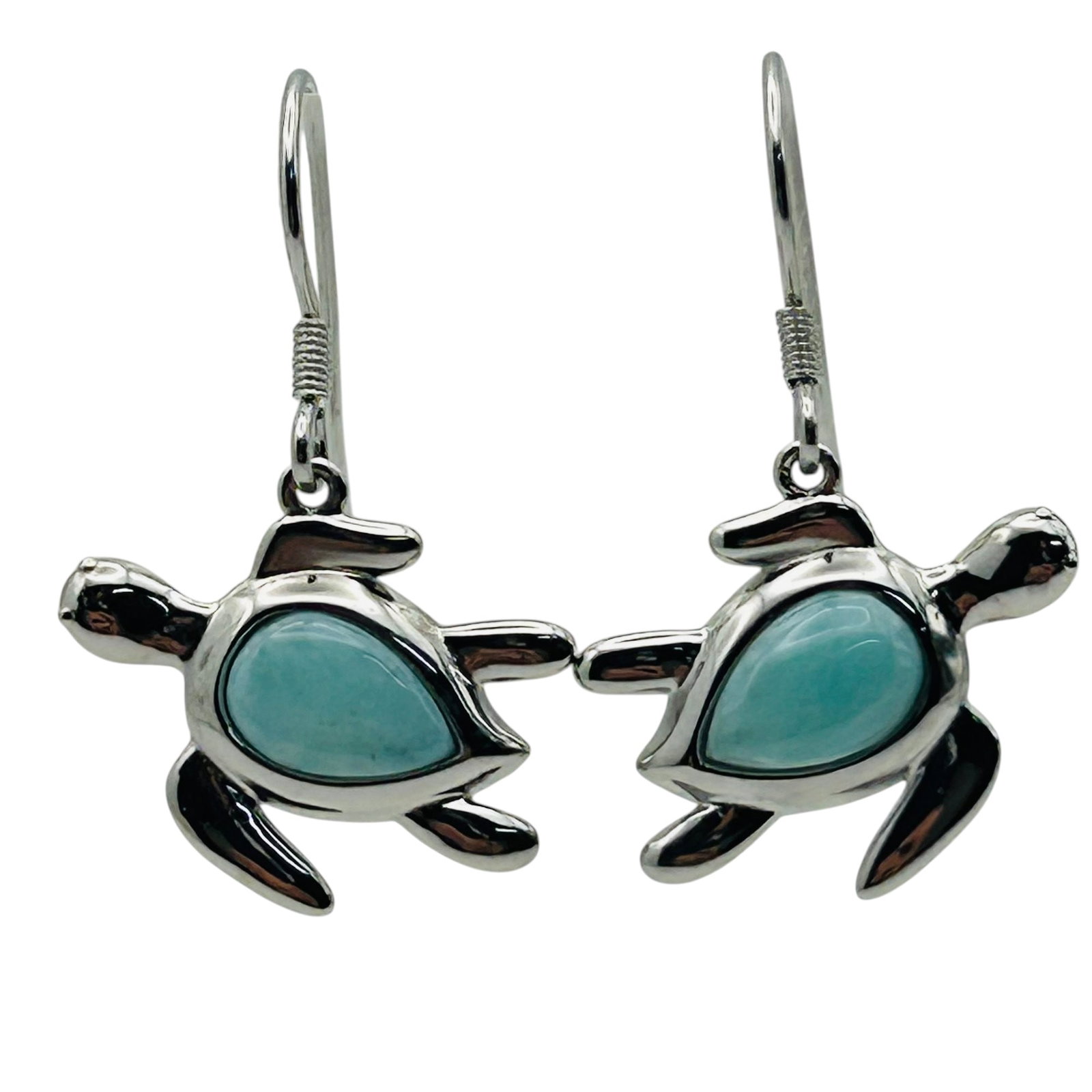 Aloha Sterling Larimar Turtle Earrings (1 of 7)
